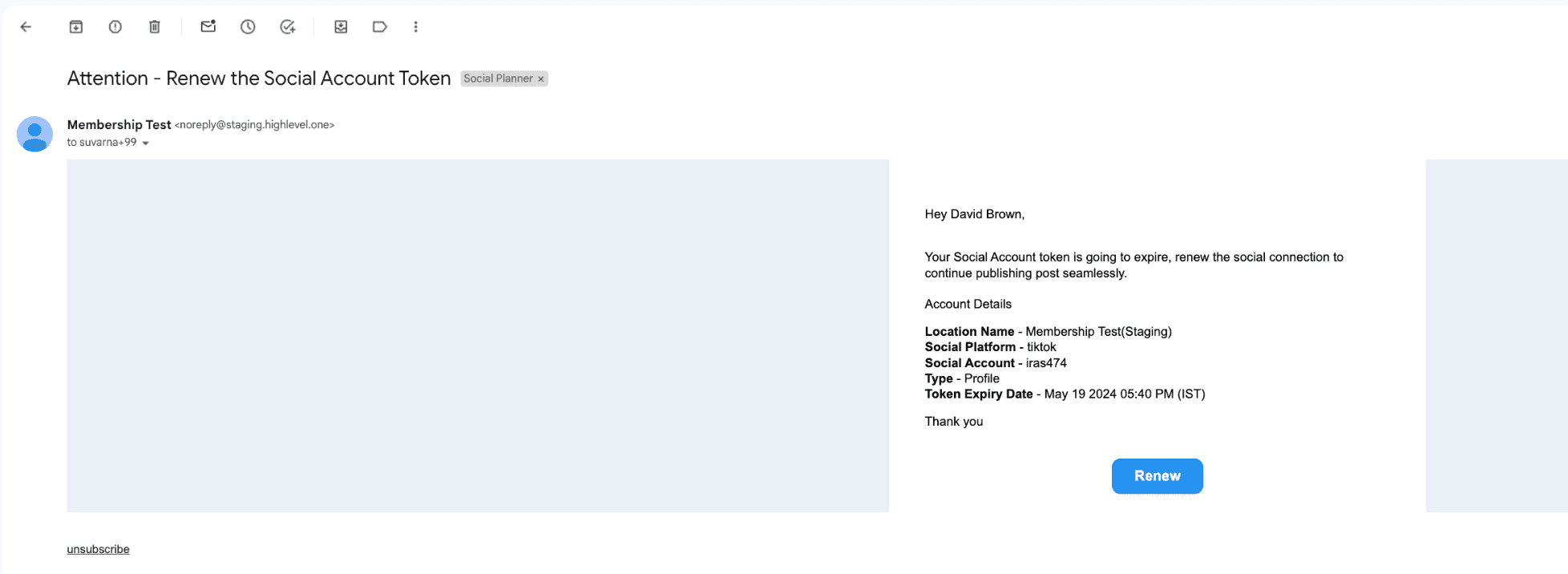 Schermata 5 — Notifica email per post fallito, account scaduto e approvazione post