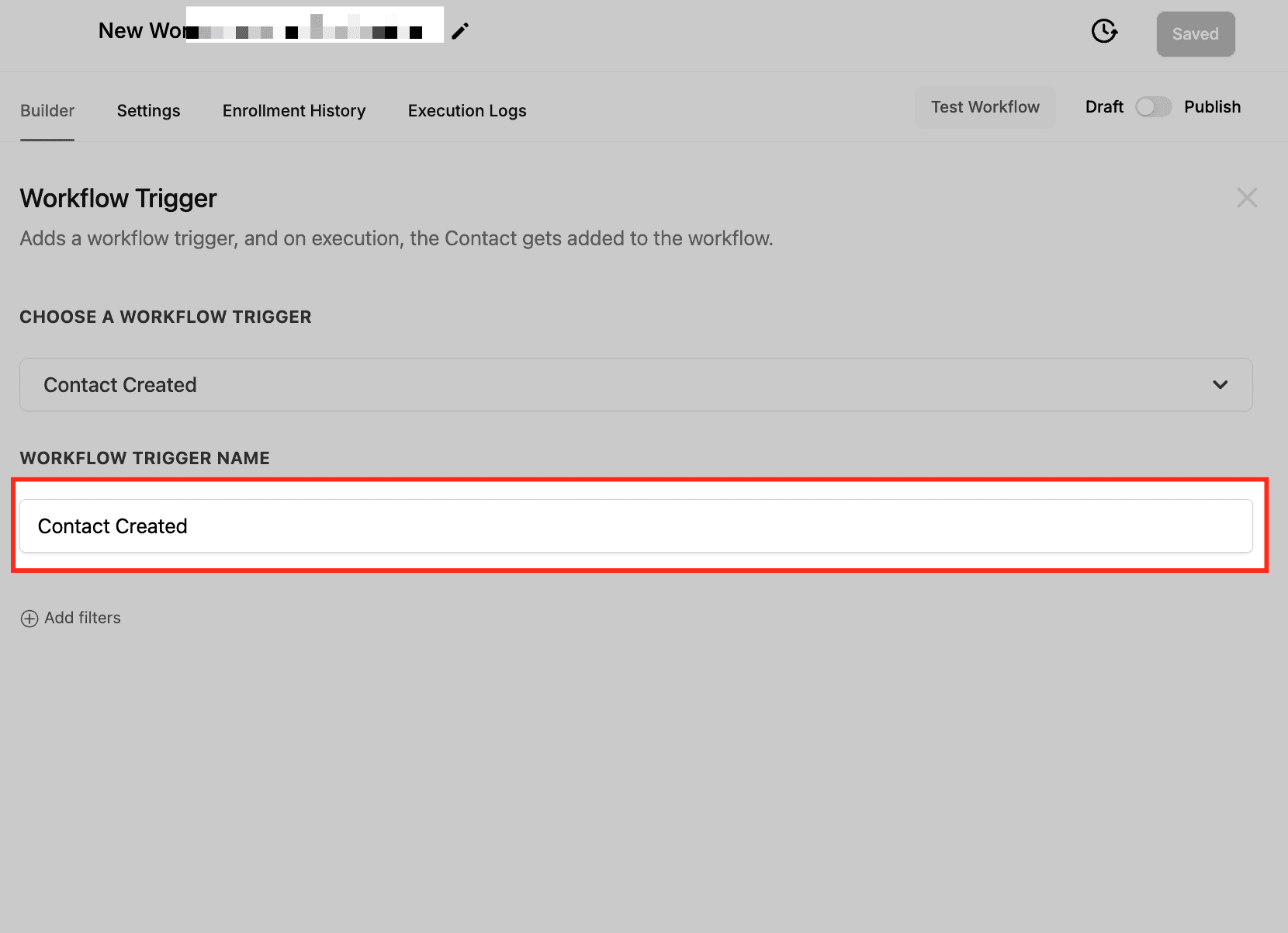 Schermata 3 — Workflow Trigger - Contatto Creato