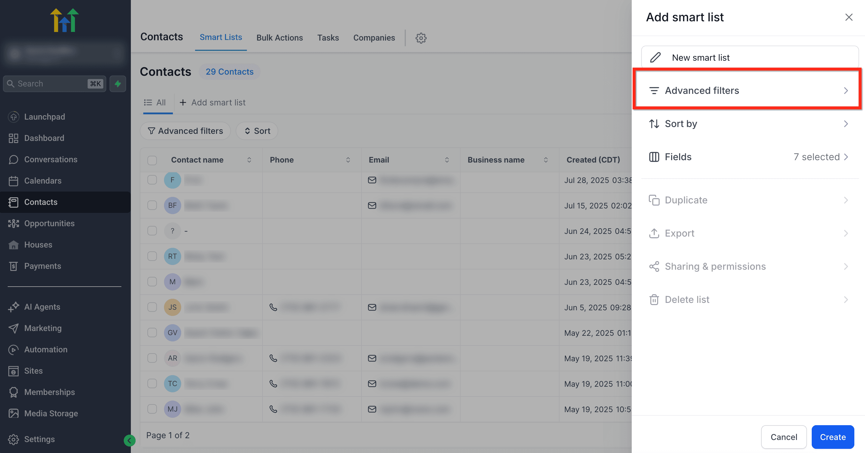 Schermata 3 — Filtri Avanzati nelle Smart List