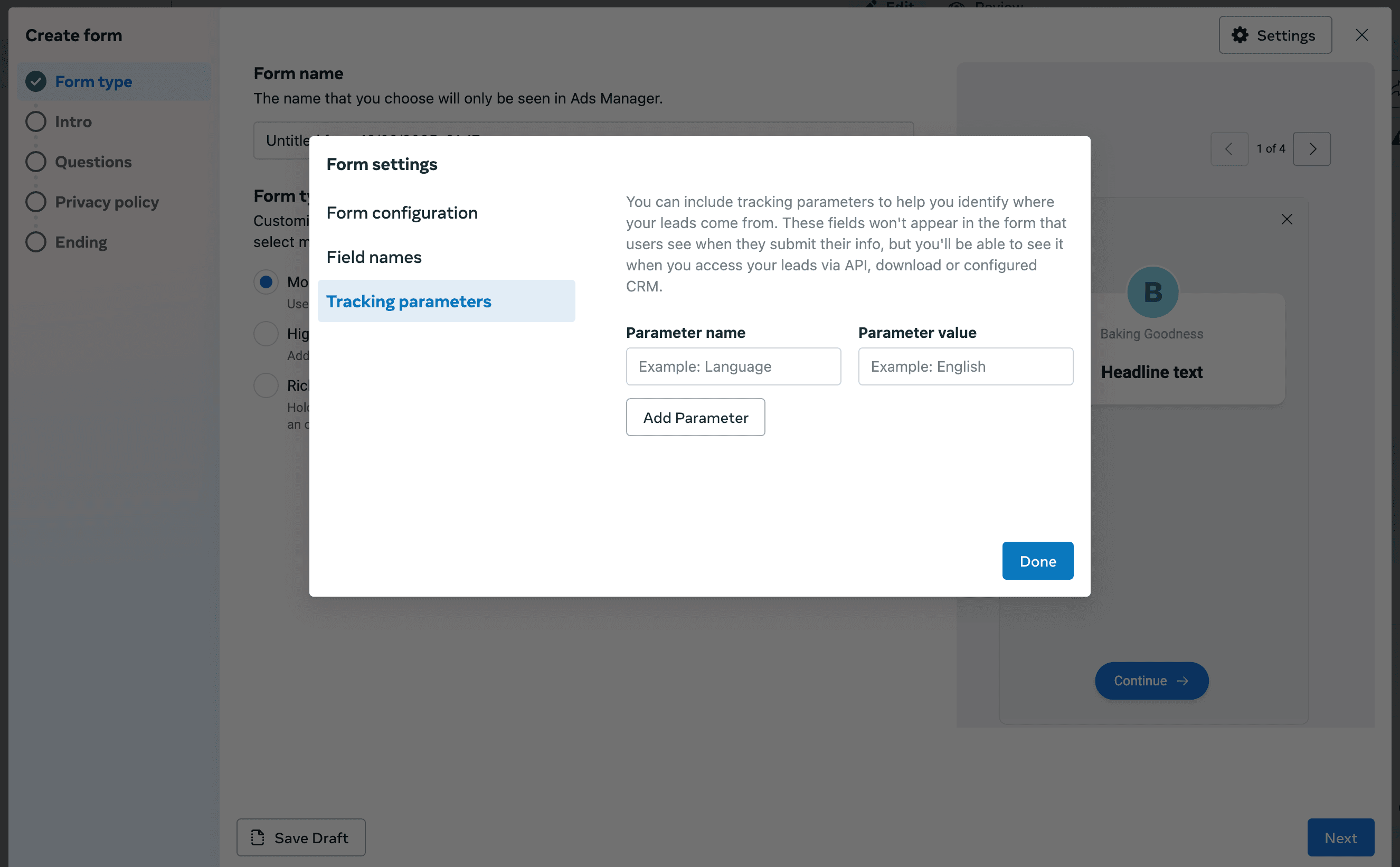 Schermata 11 — Come creare un Facebook Form in Ad Manager