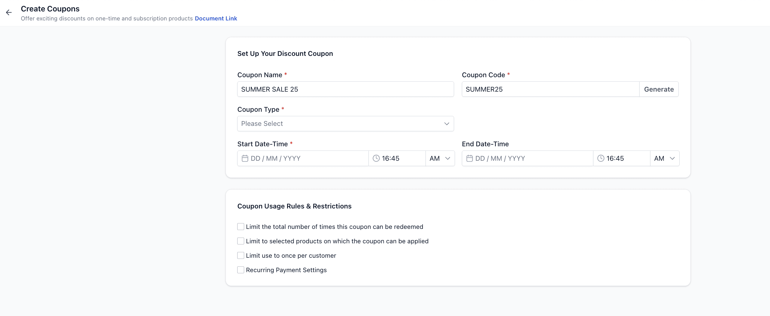 Schermata 3 — Introduzione ai Coupon
