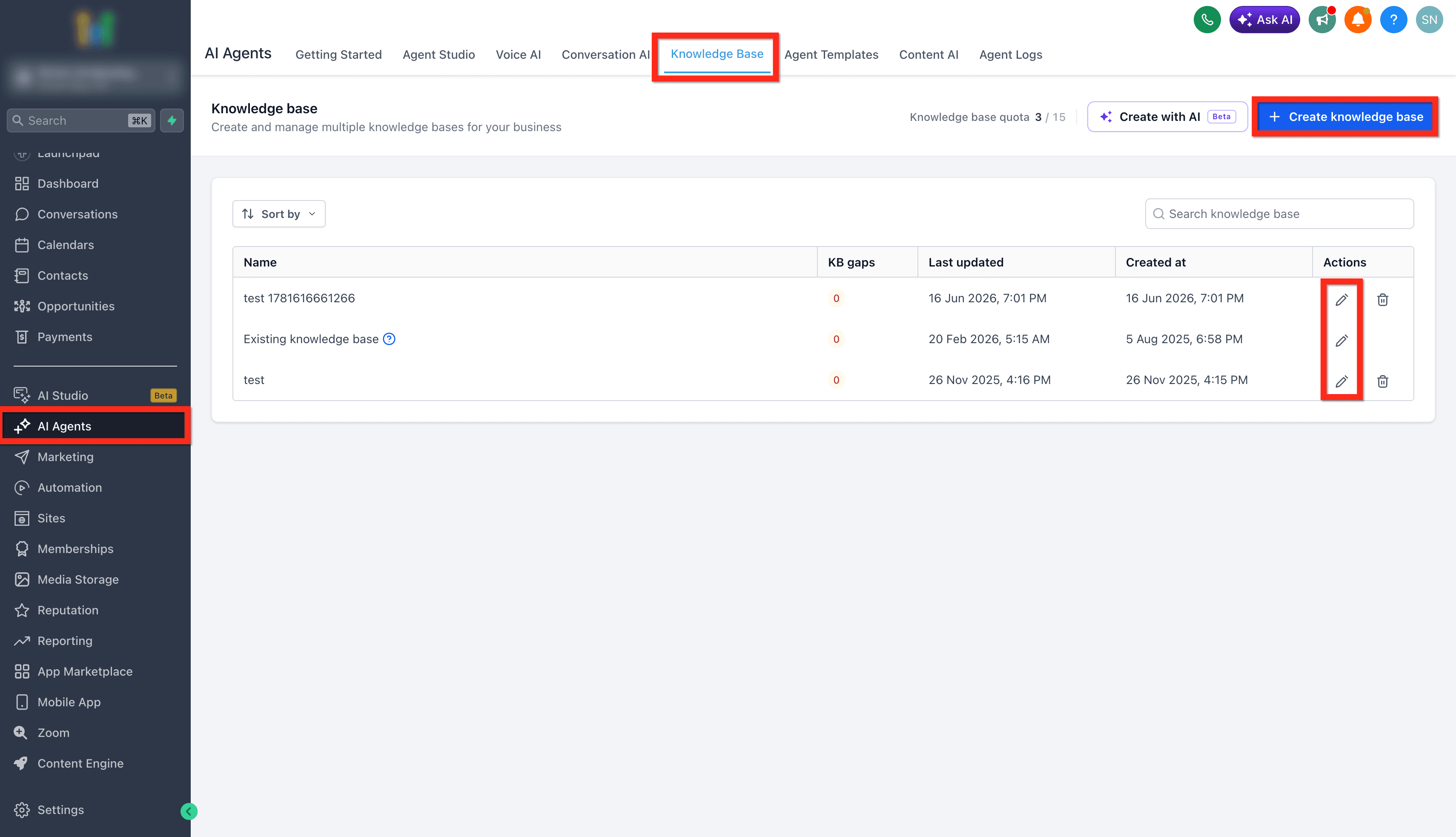 Schermata 1 — Knowledge Base - Integrazione con Google Drive