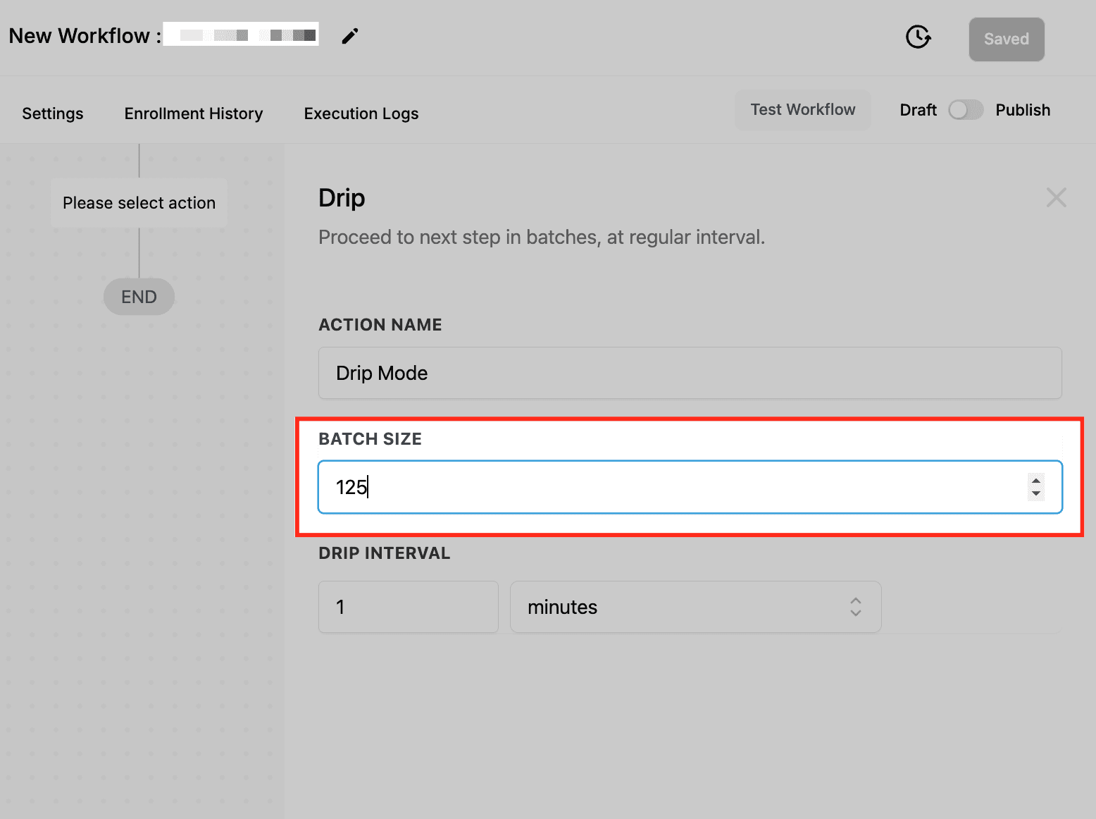 Schermata 4 — Azione Workflow - Drip