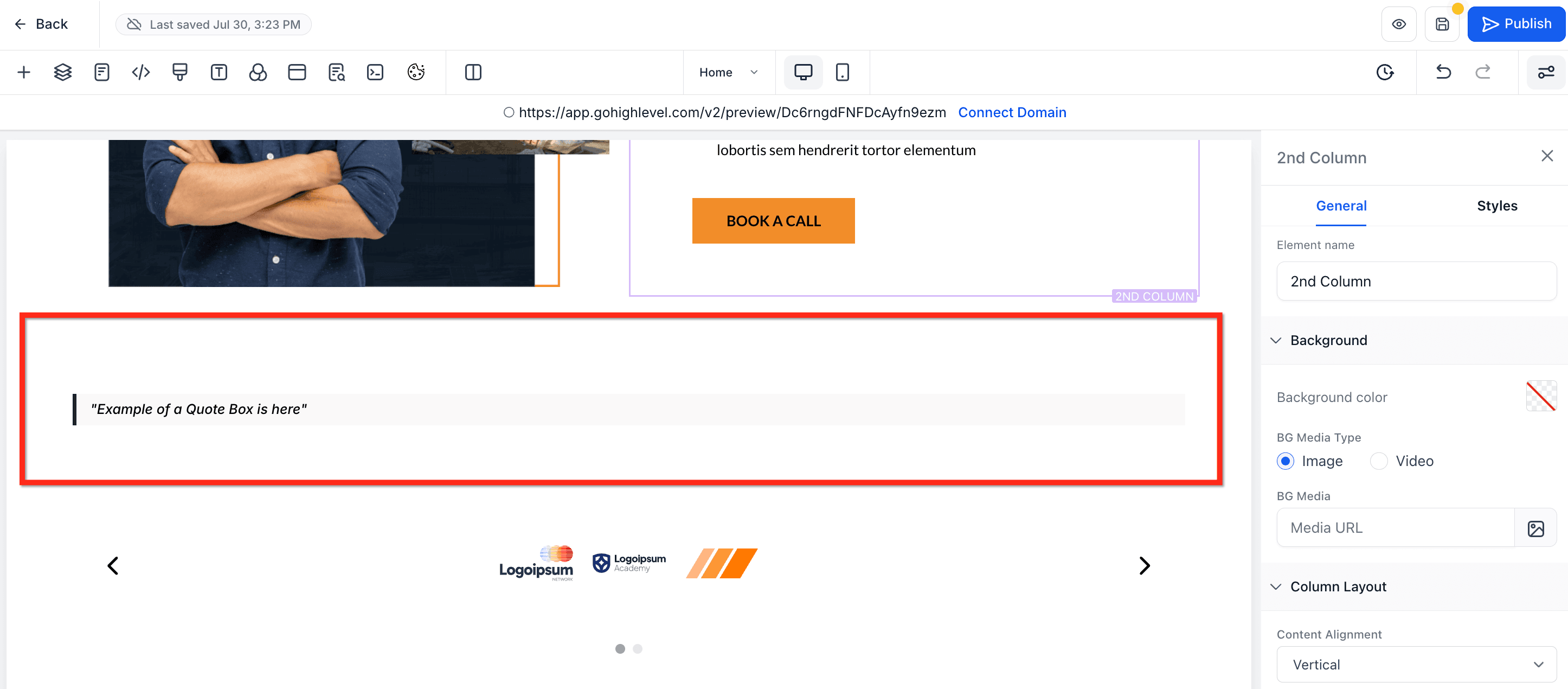 Schermata 2 — Come Usare gli Elementi Rich Text nei Funnel e nei Siti Web