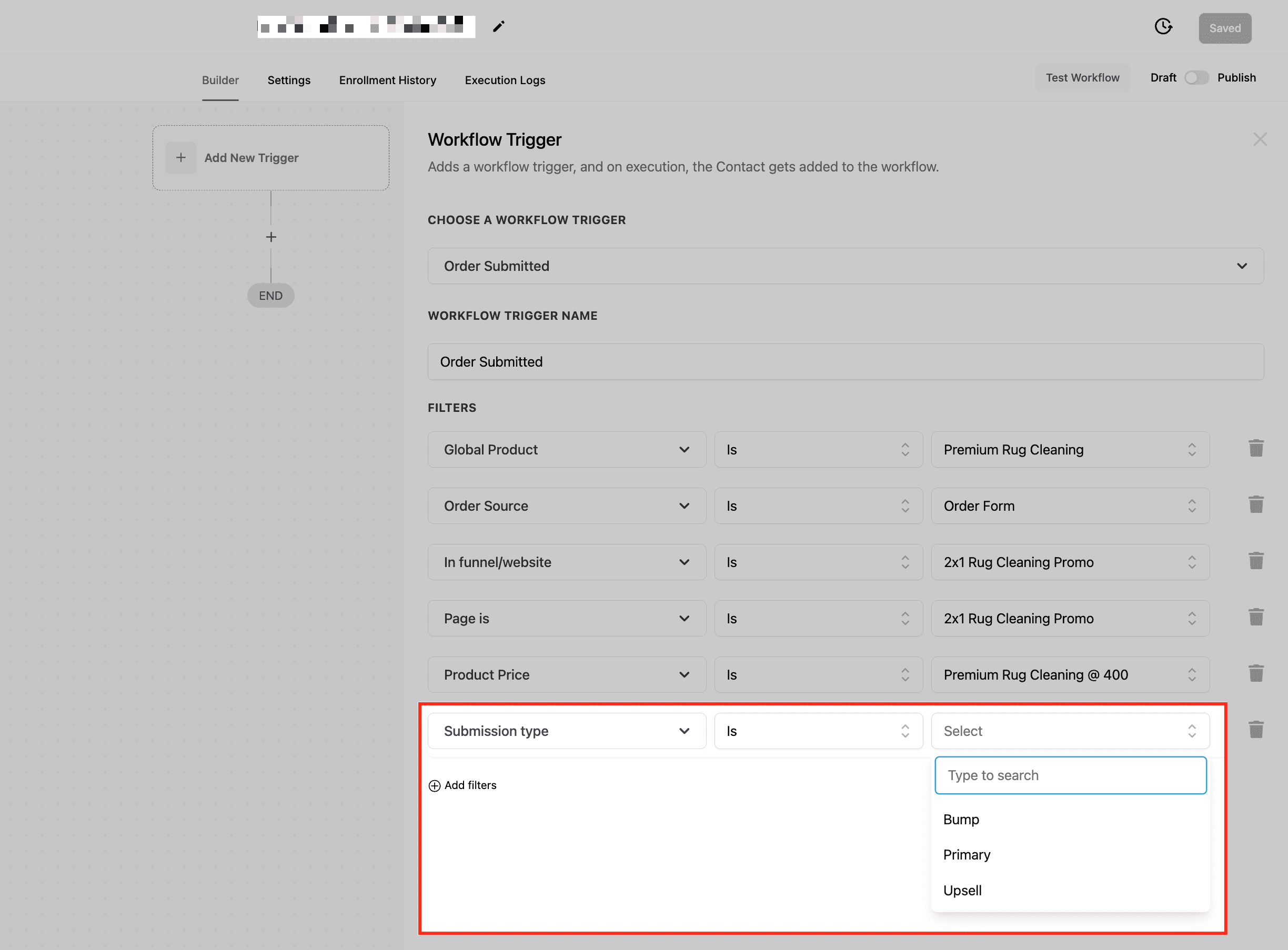 Schermata 9 — Workflow Trigger - Order Submitted