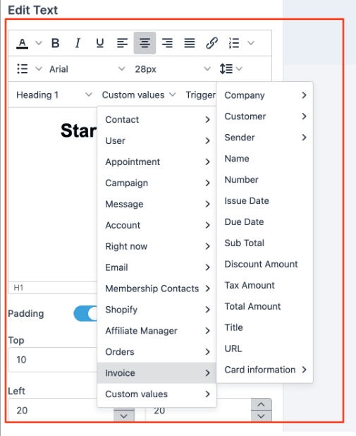 Schermata 5 — Personalizzare le notifiche email e SMS per la fatturazione