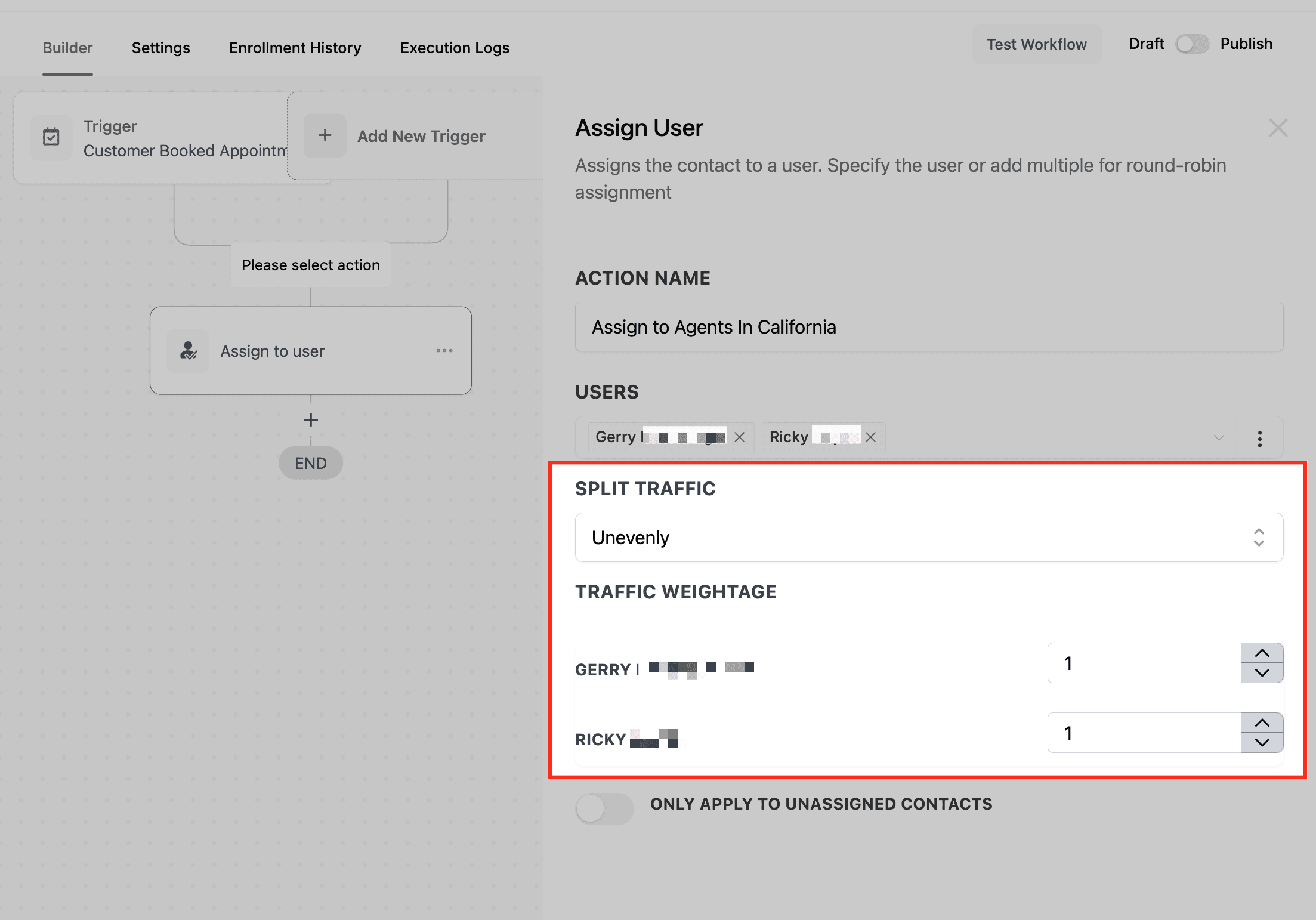 Schermata 5 — Azione Workflow - Assign To User