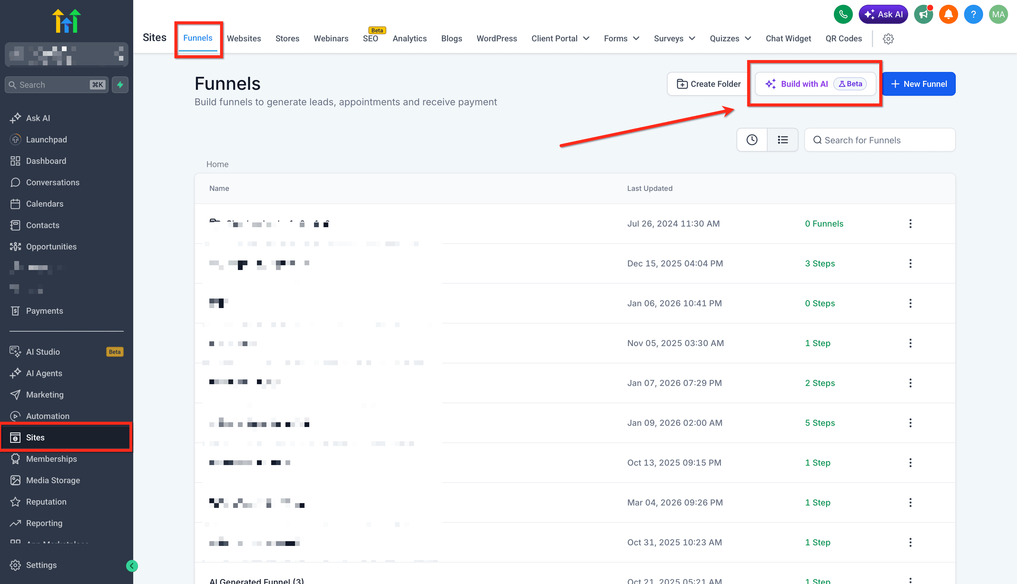 Schermata 7 — Funnel & Website AI