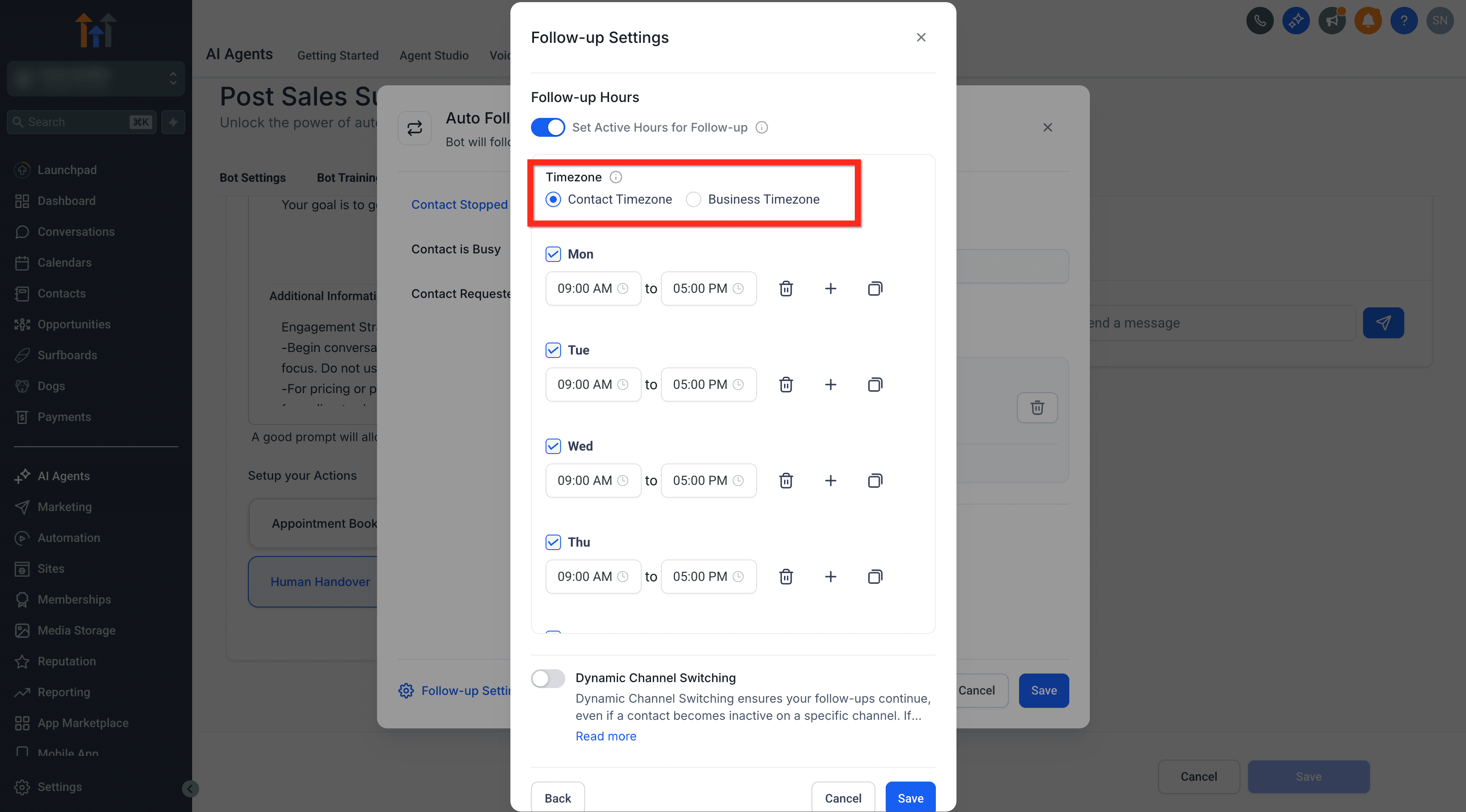 Schermata 8 — Conversation AI - Azione di Follow-Up Automatico