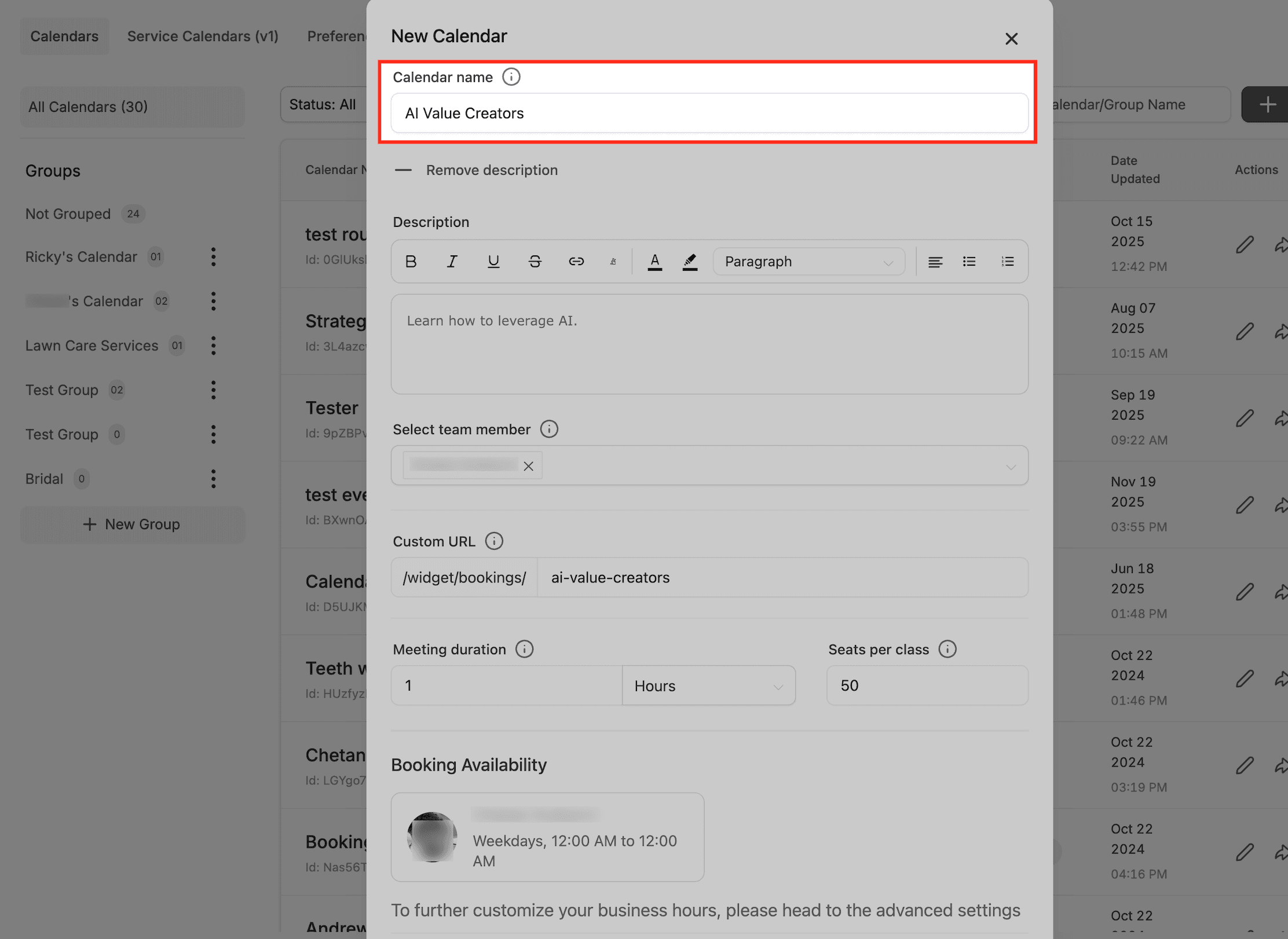 Schermata 4 — Come Creare un Calendario di Prenotazione Classe (Posti, Capacità e Disponibilità Spiegati)