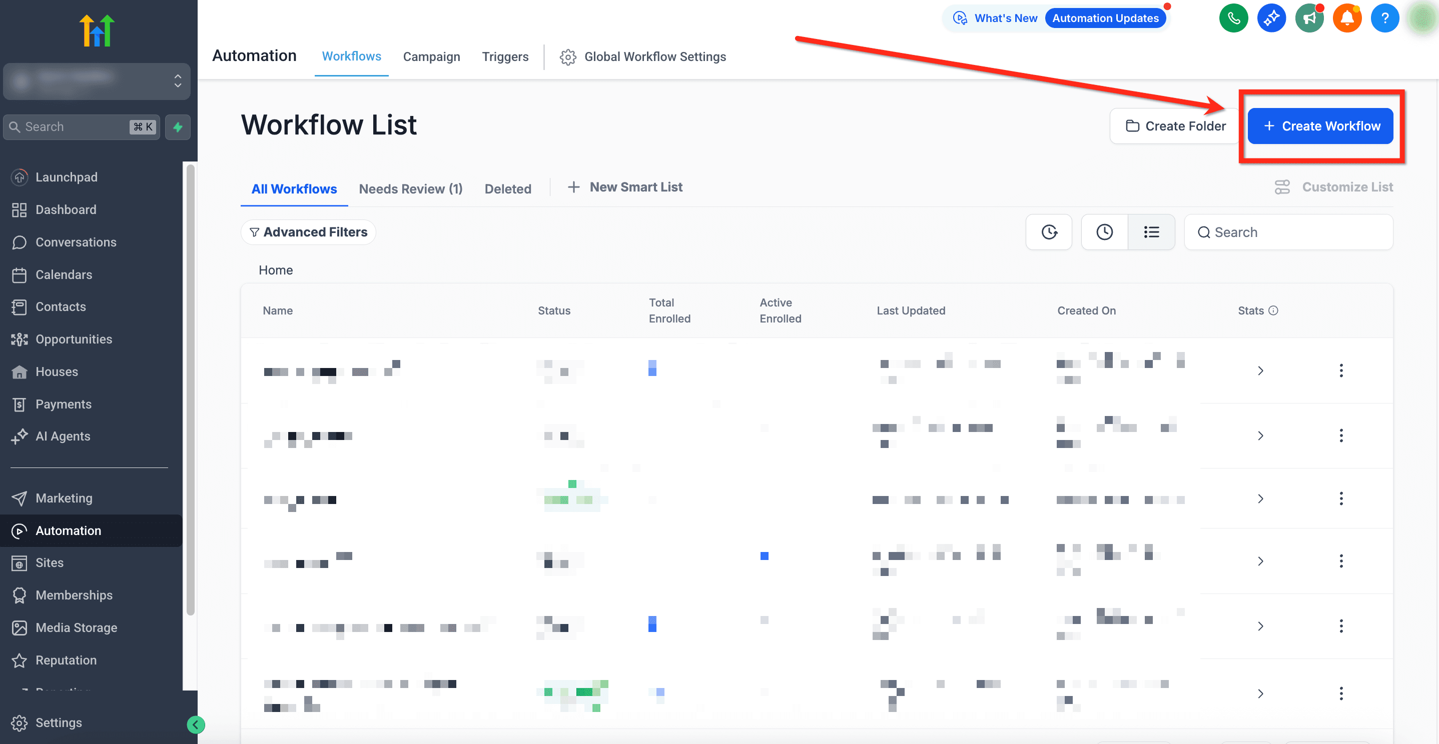 Schermata 1 — Come aggiungere un'azione di chiamata manuale a un Workflow