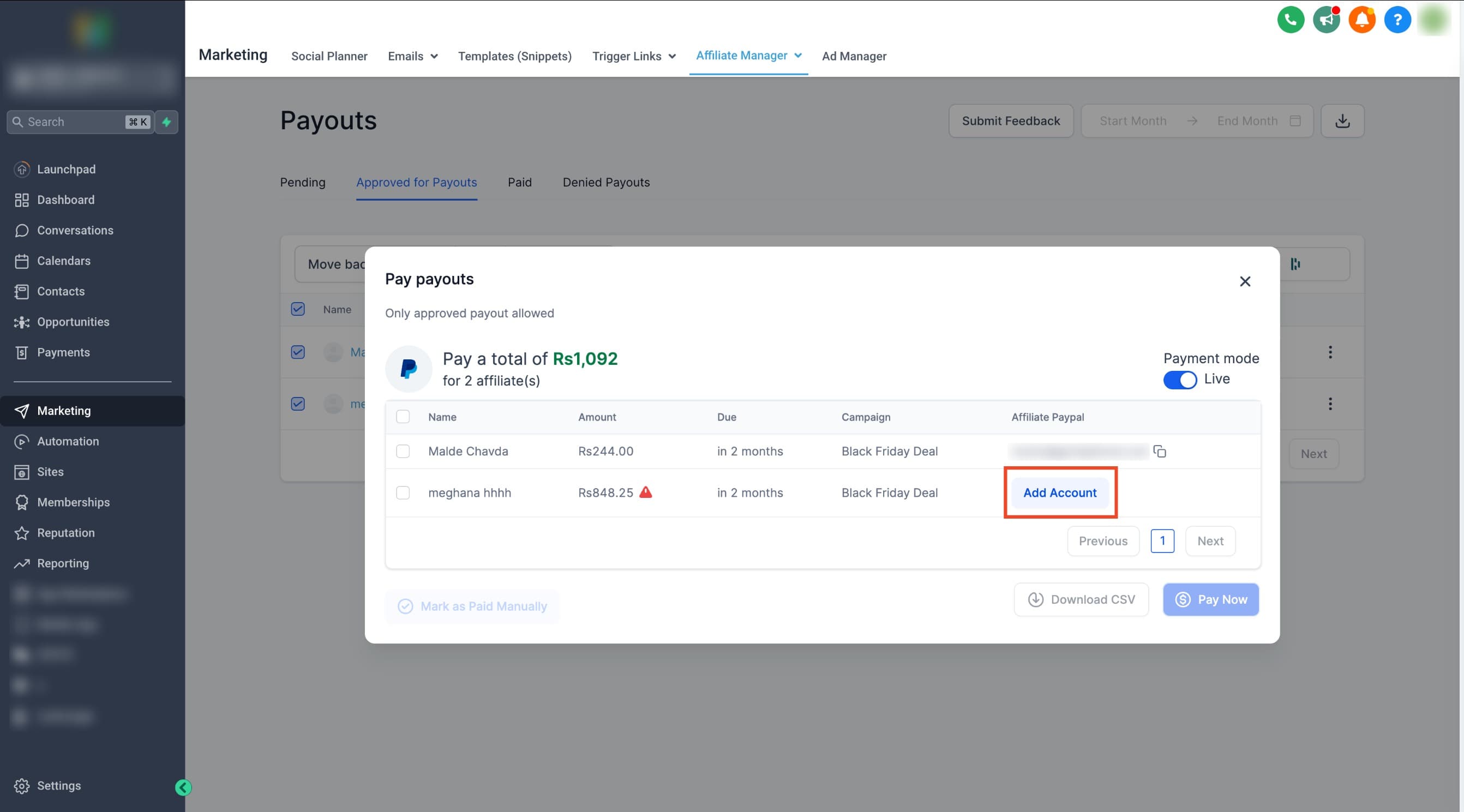 Schermata 14 — Come Configurare e Pagare gli Affiliati con i Pagamenti Automatici PayPal