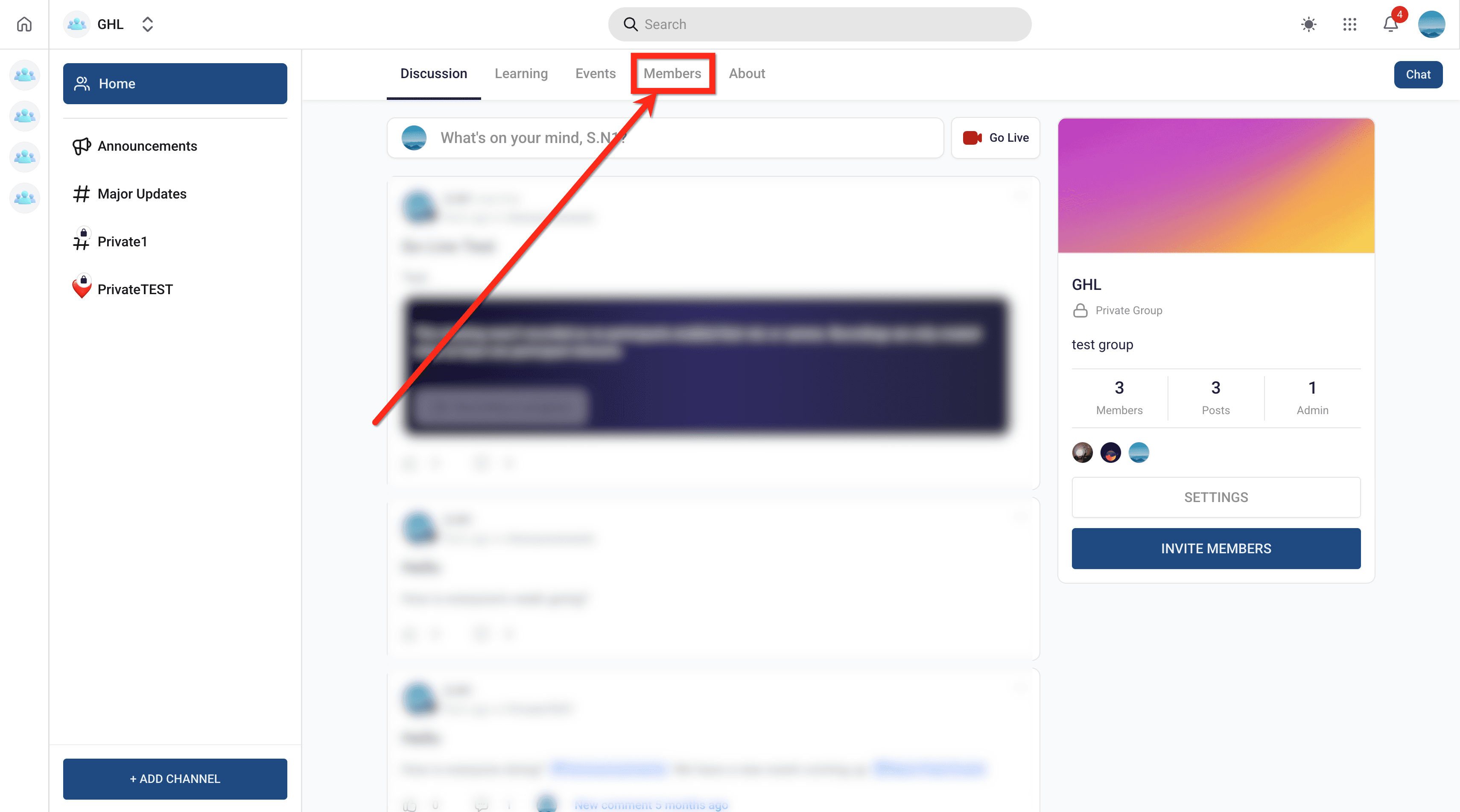 Schermata 5 — Communities - Corso Privato e Accesso ai Corsi per Membro Specifico