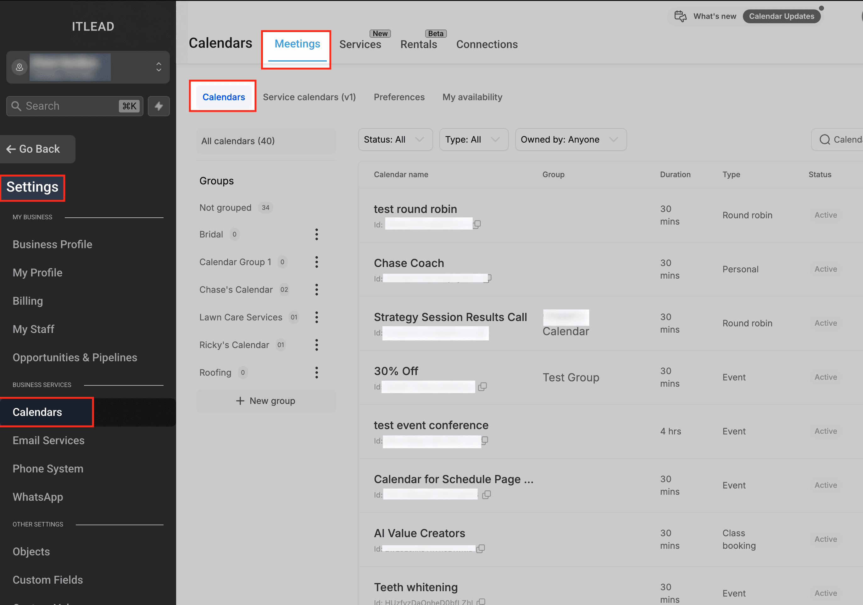 Schermata 1 — Come modificare in blocco la disponibilità del calendario per più membri del team