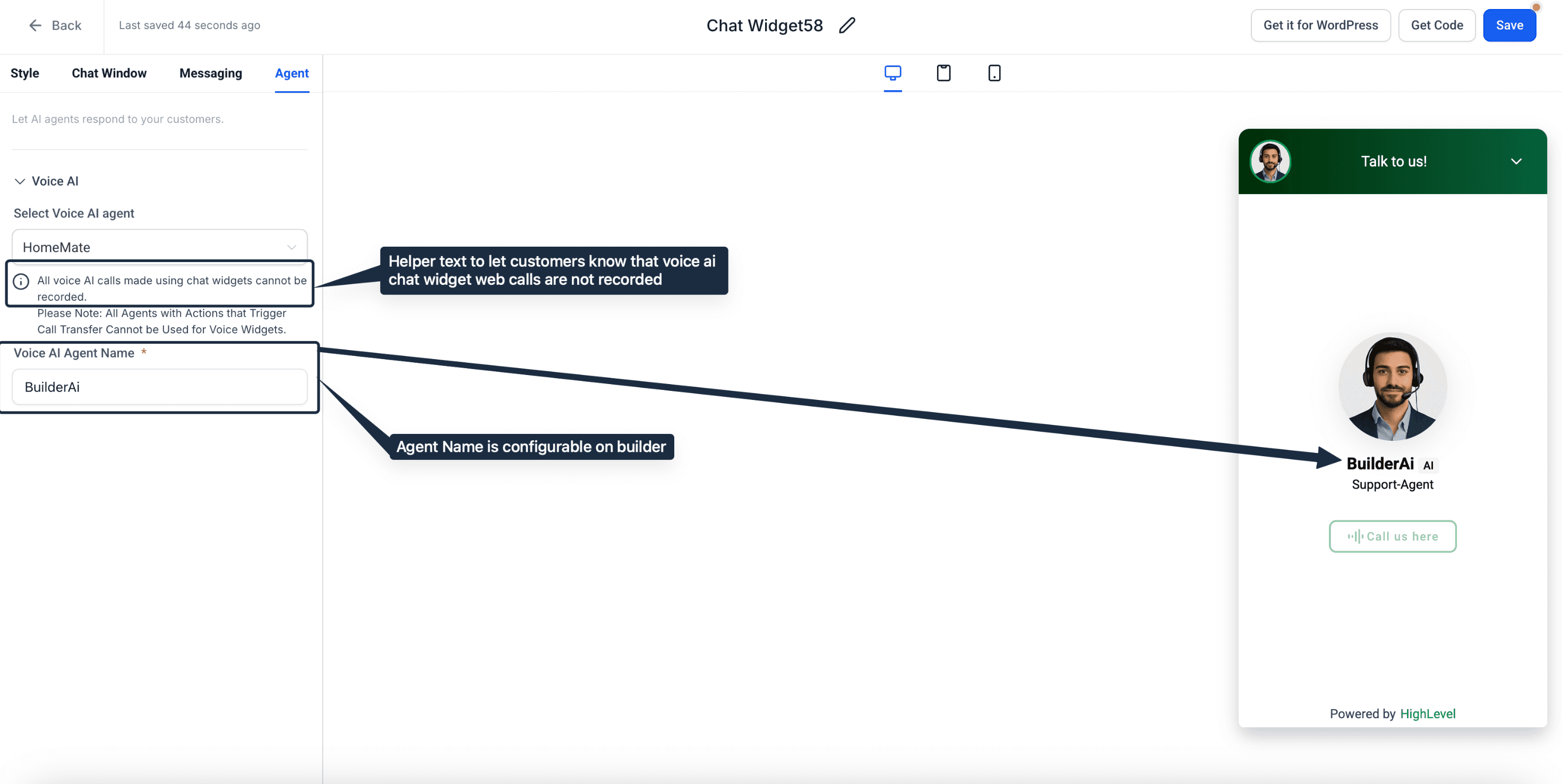 Schermata 1 — Chat Widget Voice AI