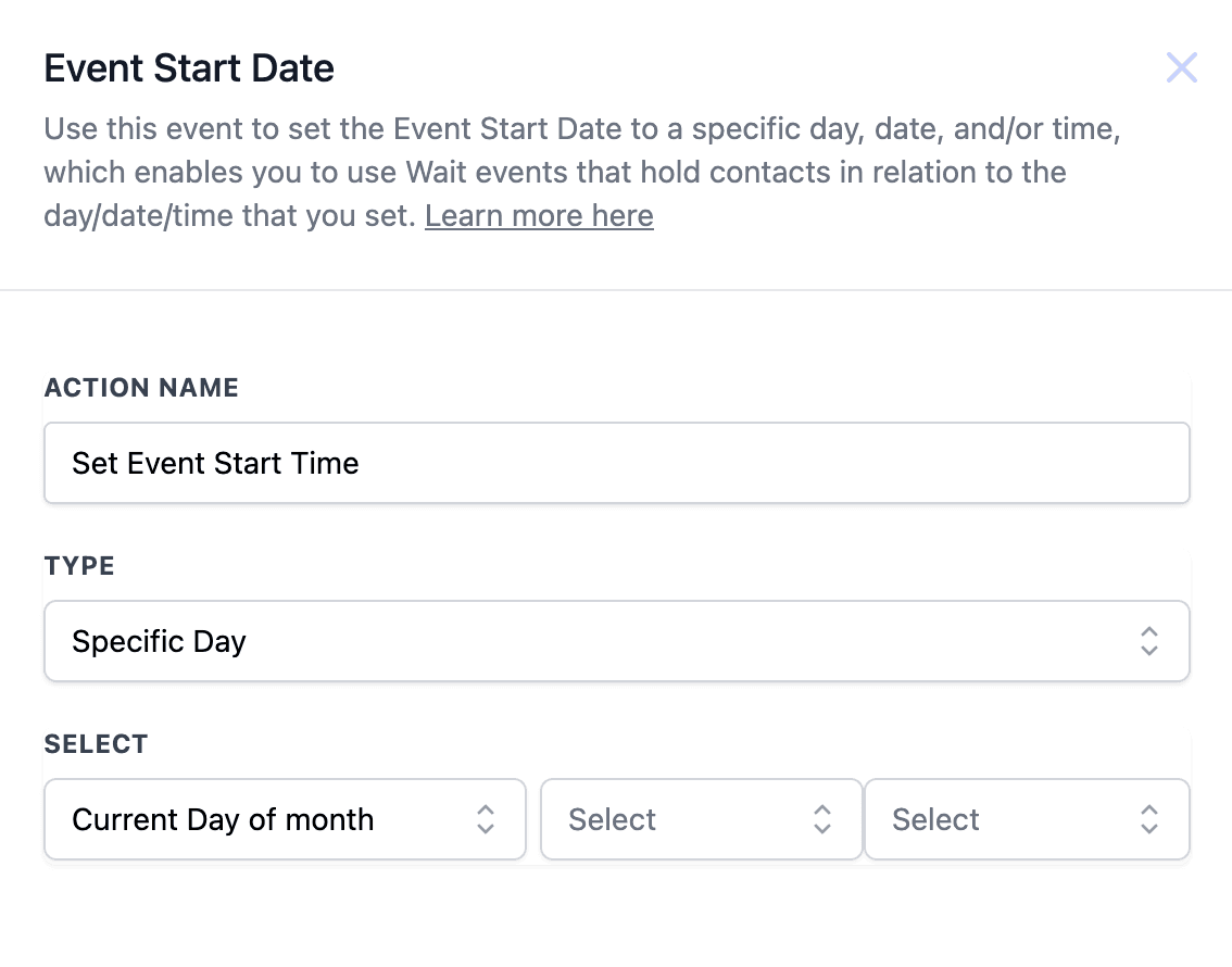 Schermata 1 — Azione Workflow - Event Start Date