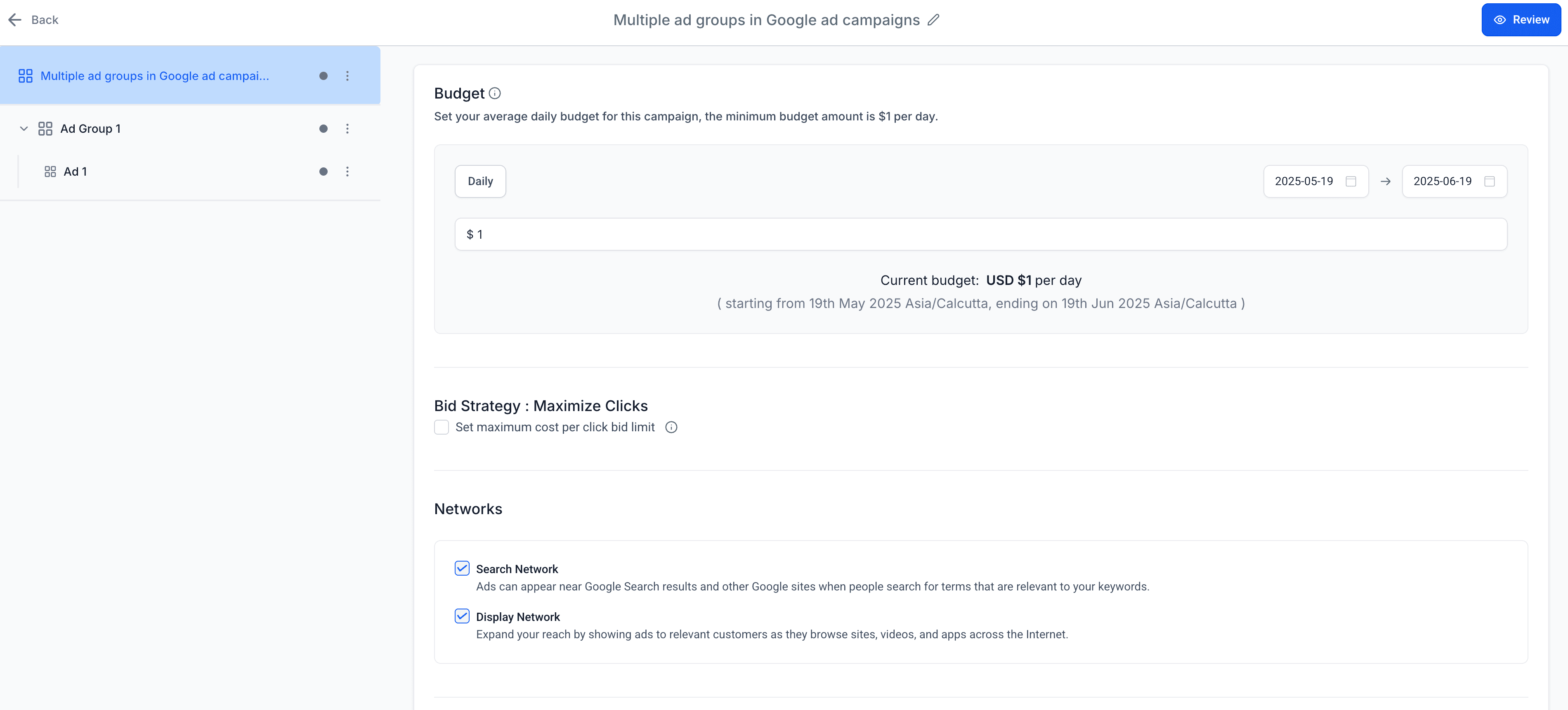 Schermata 4 — Ad Manager - Creare una Campaign di Ricerca Google