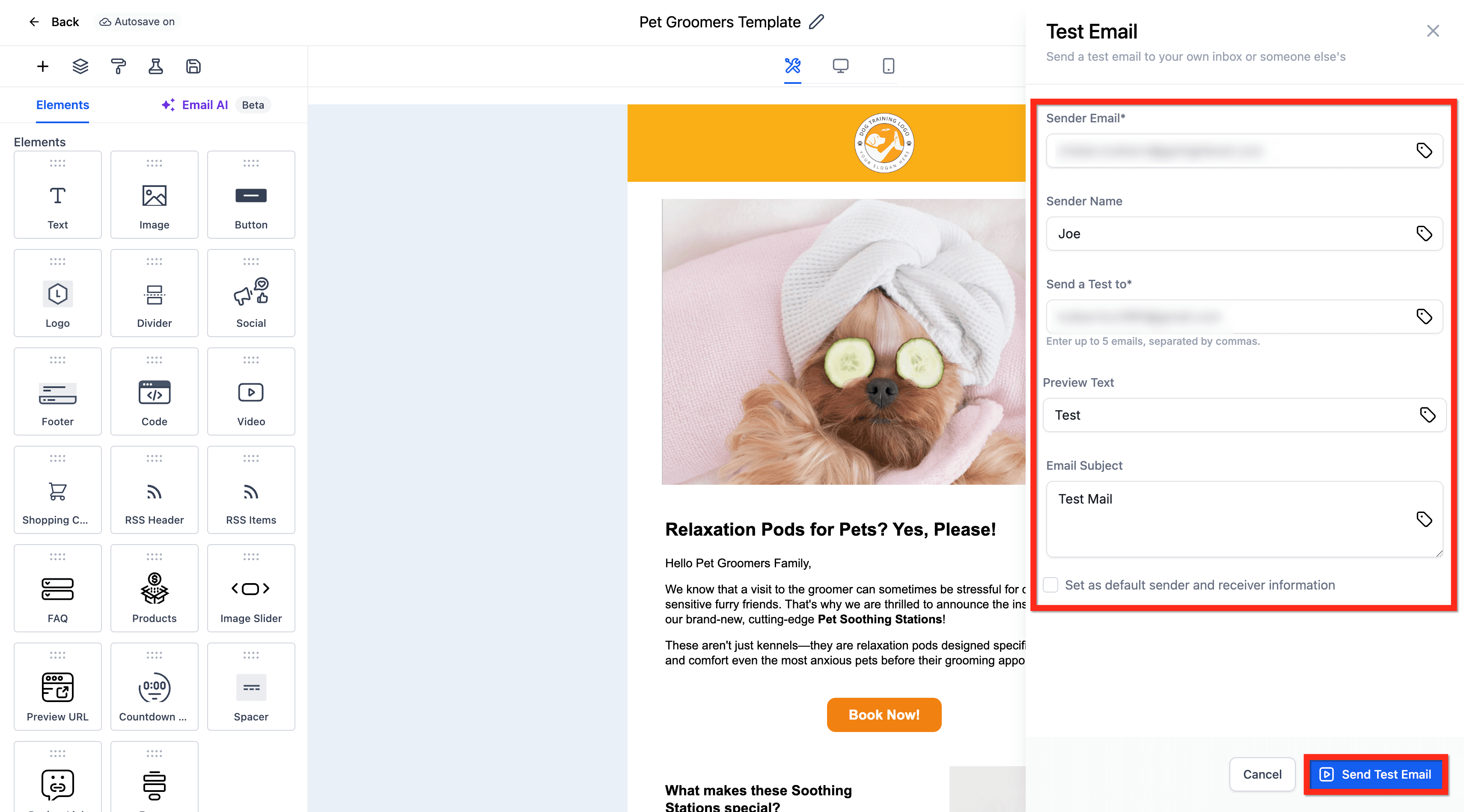 Schermata 4 — Come visualizzare l'anteprima e testare le tue Campaign/Template email