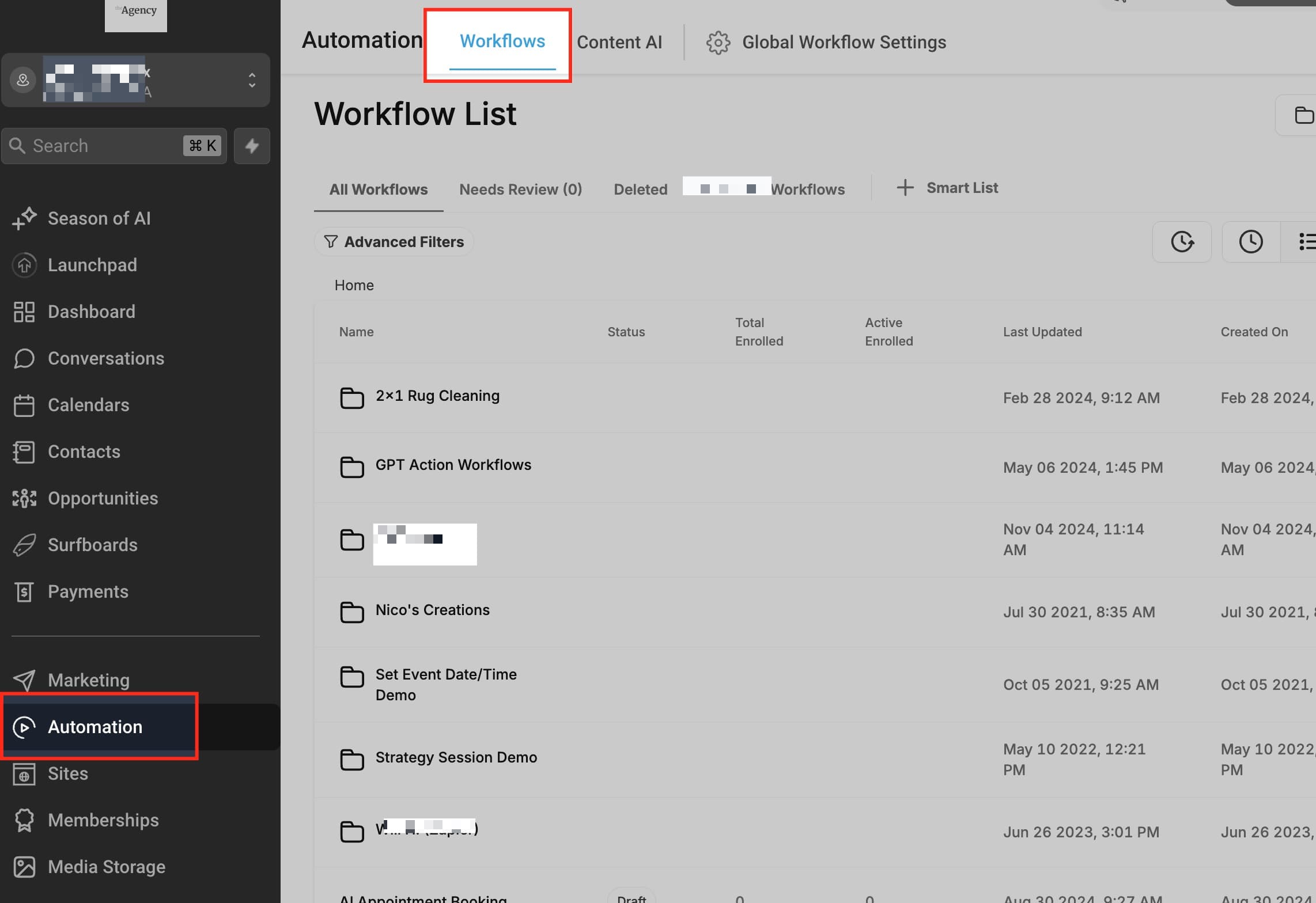 Schermata 1 — Workflow Trigger - Contact Tag