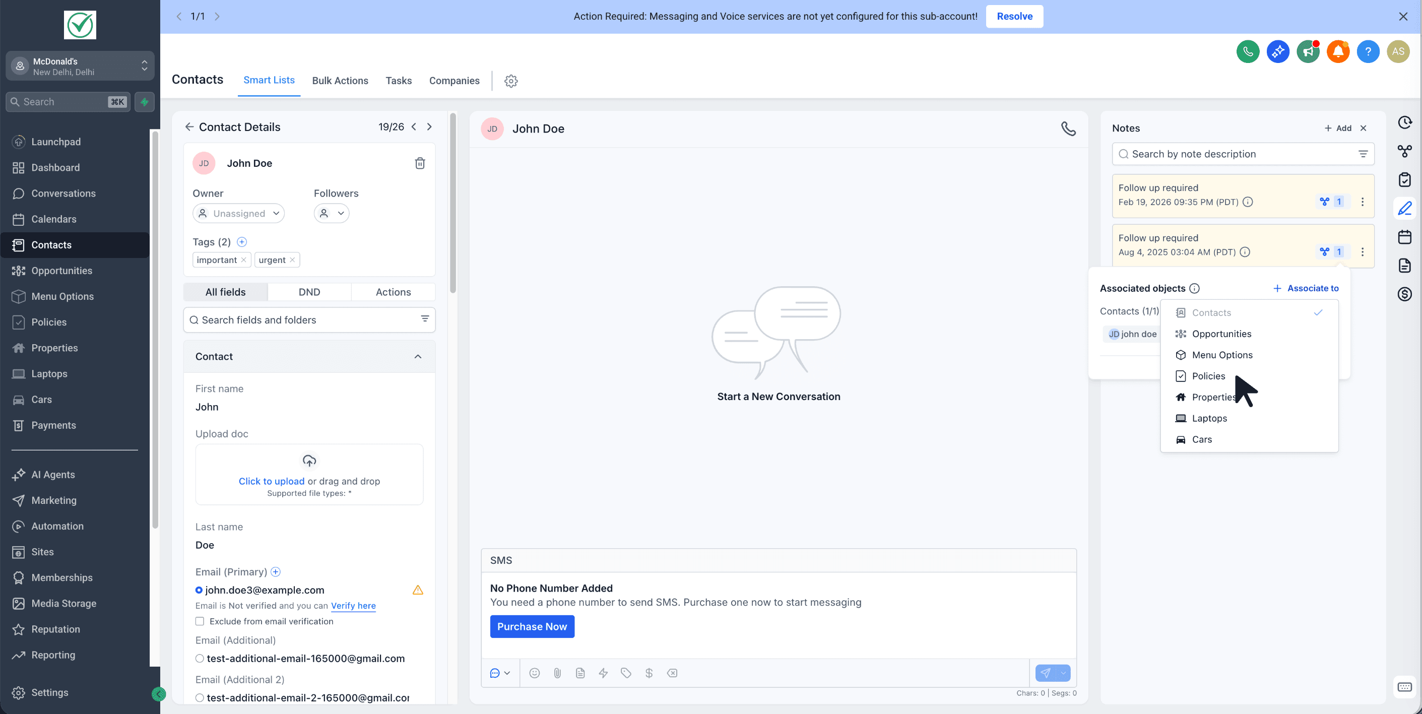Schermata 3 — Usare le Note negli Oggetti Personalizzati
