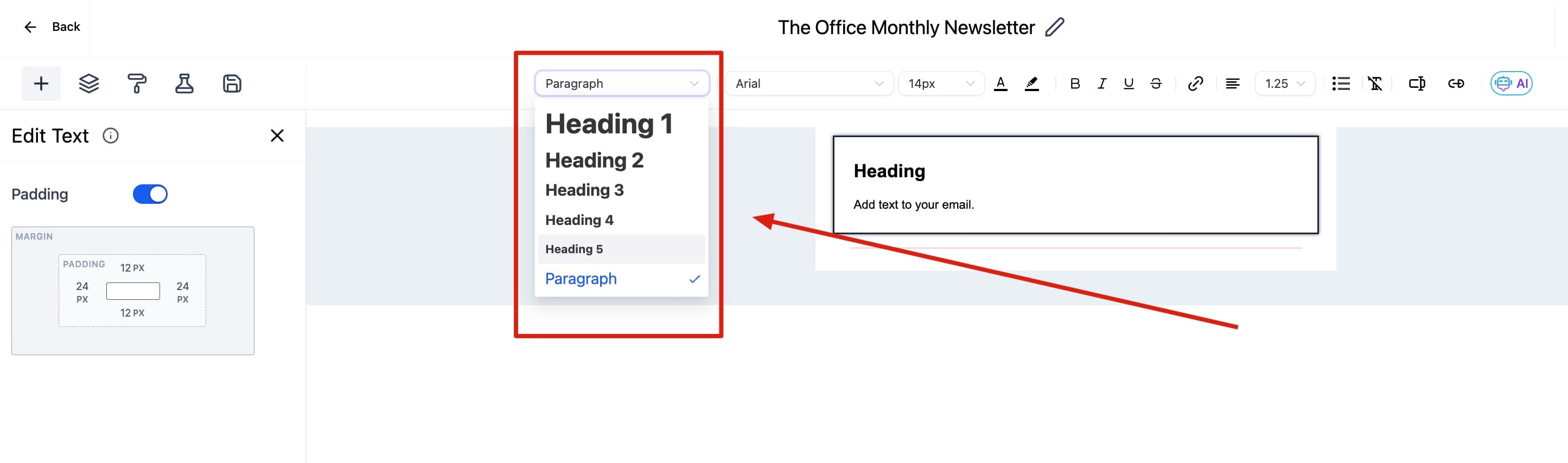 Schermata 32 — Come usare l'Email Builder e il suo Editor Inline
