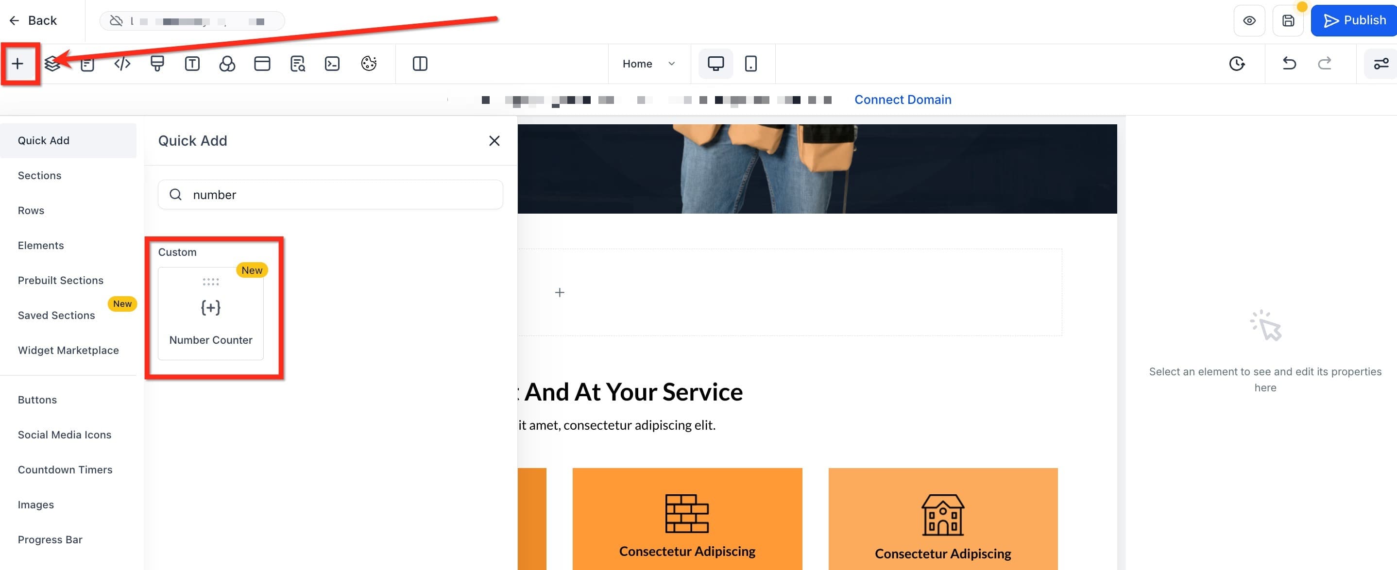 Schermata 4 — Funnel e Siti Web: Widget Contatore Numerico