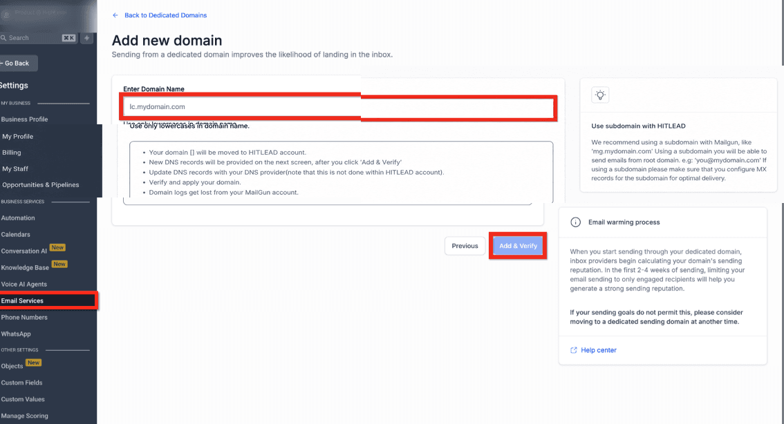 Schermata 2 — Guida introduttiva - Configurare Email, Telefono e SMS