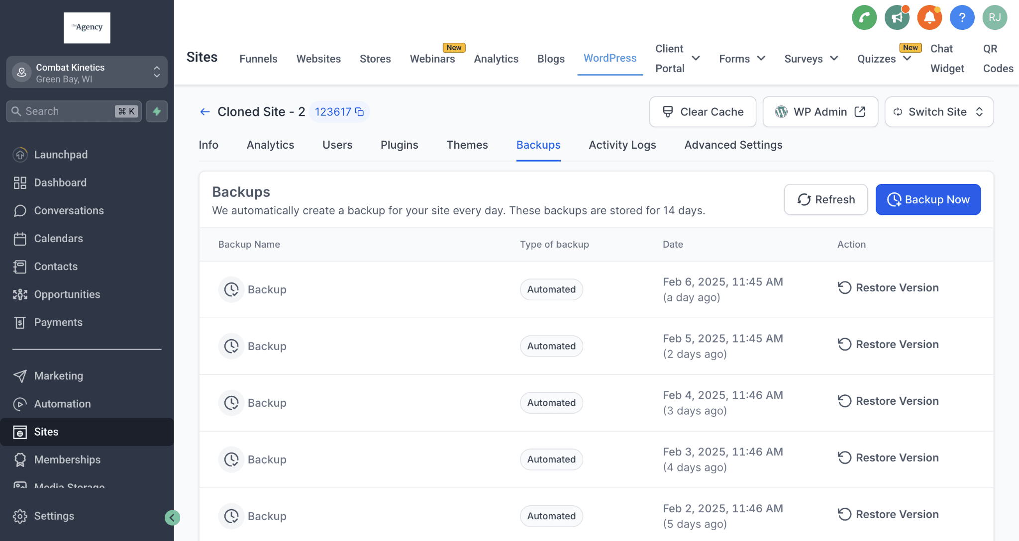 Schermata 6 — Come configurare WordPress per i clienti