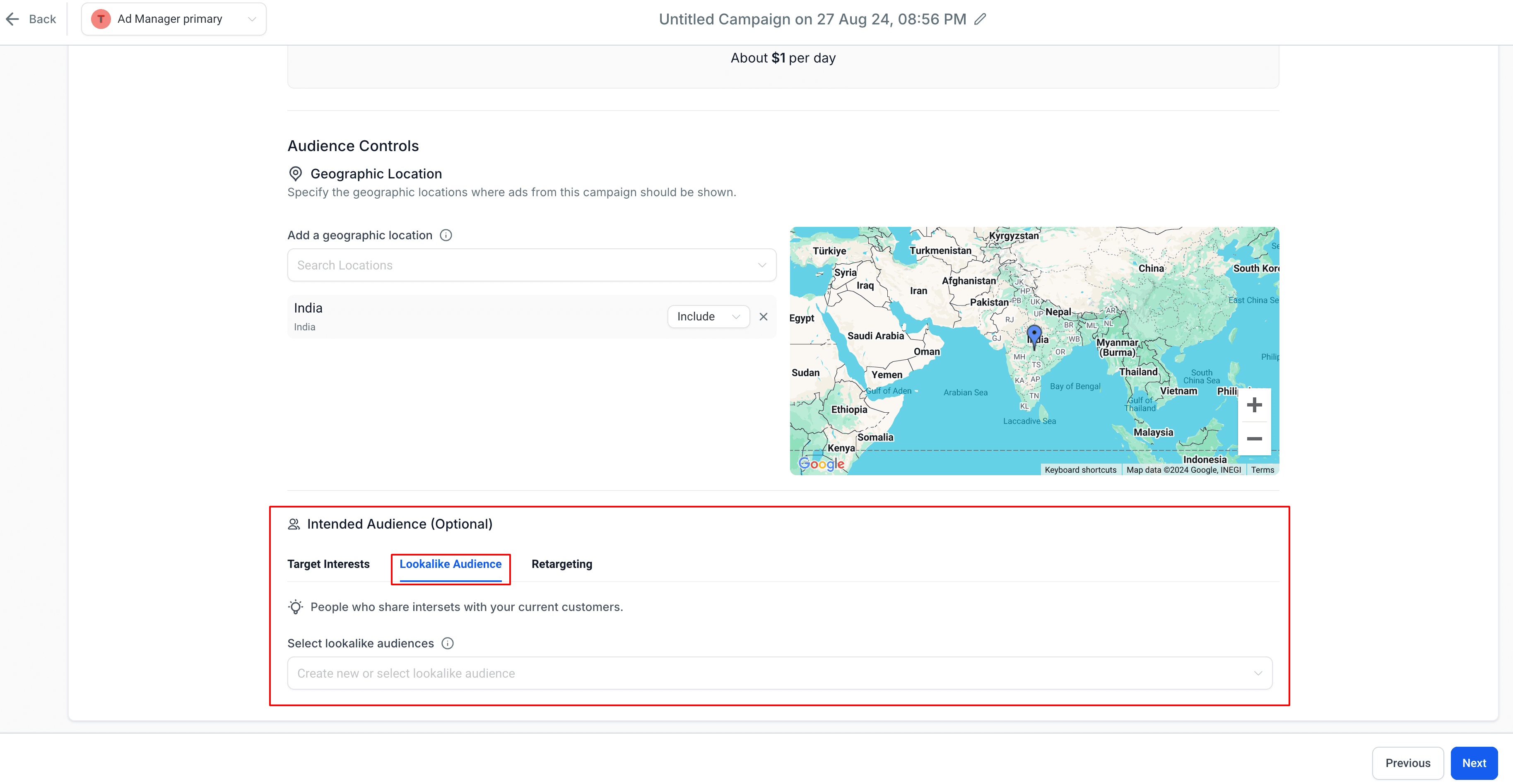 Schermata 1 — Crea audience lookalike in Ad Manager