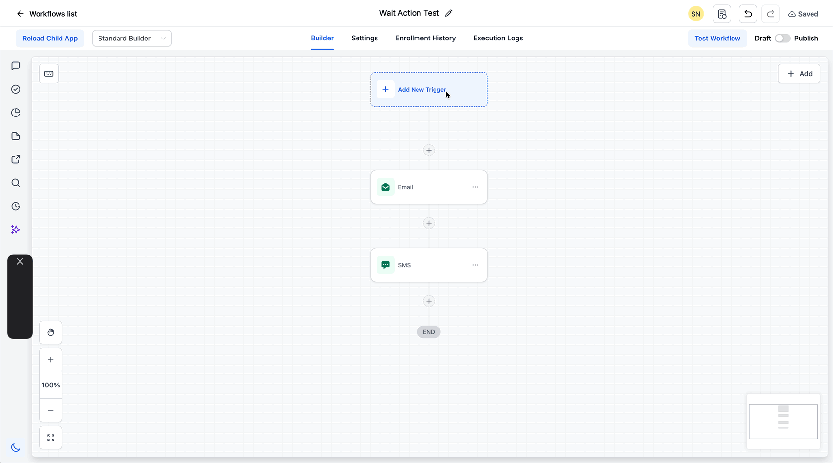 Schermata 2 — Azione Workflow - Wait