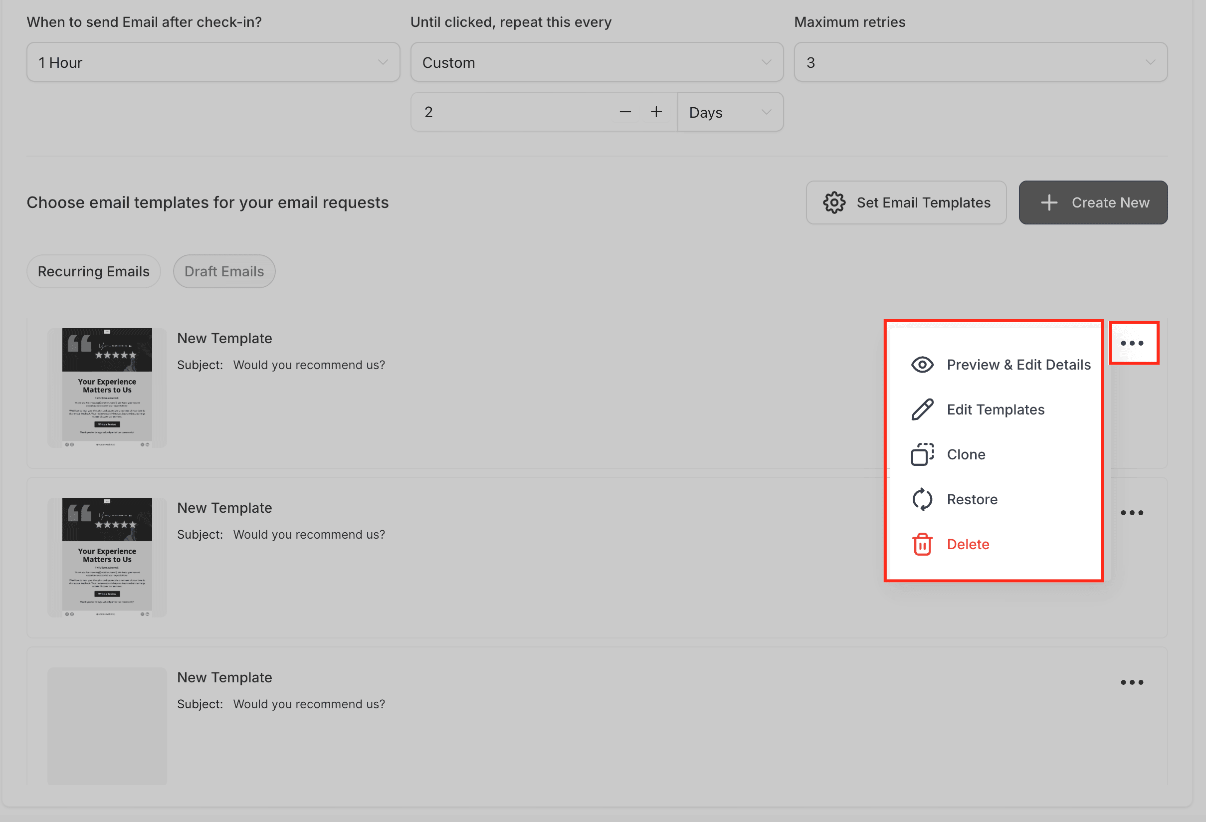 Schermata 9 — Come usare la Libreria di Template per creare email brandizzate di richiesta recensione