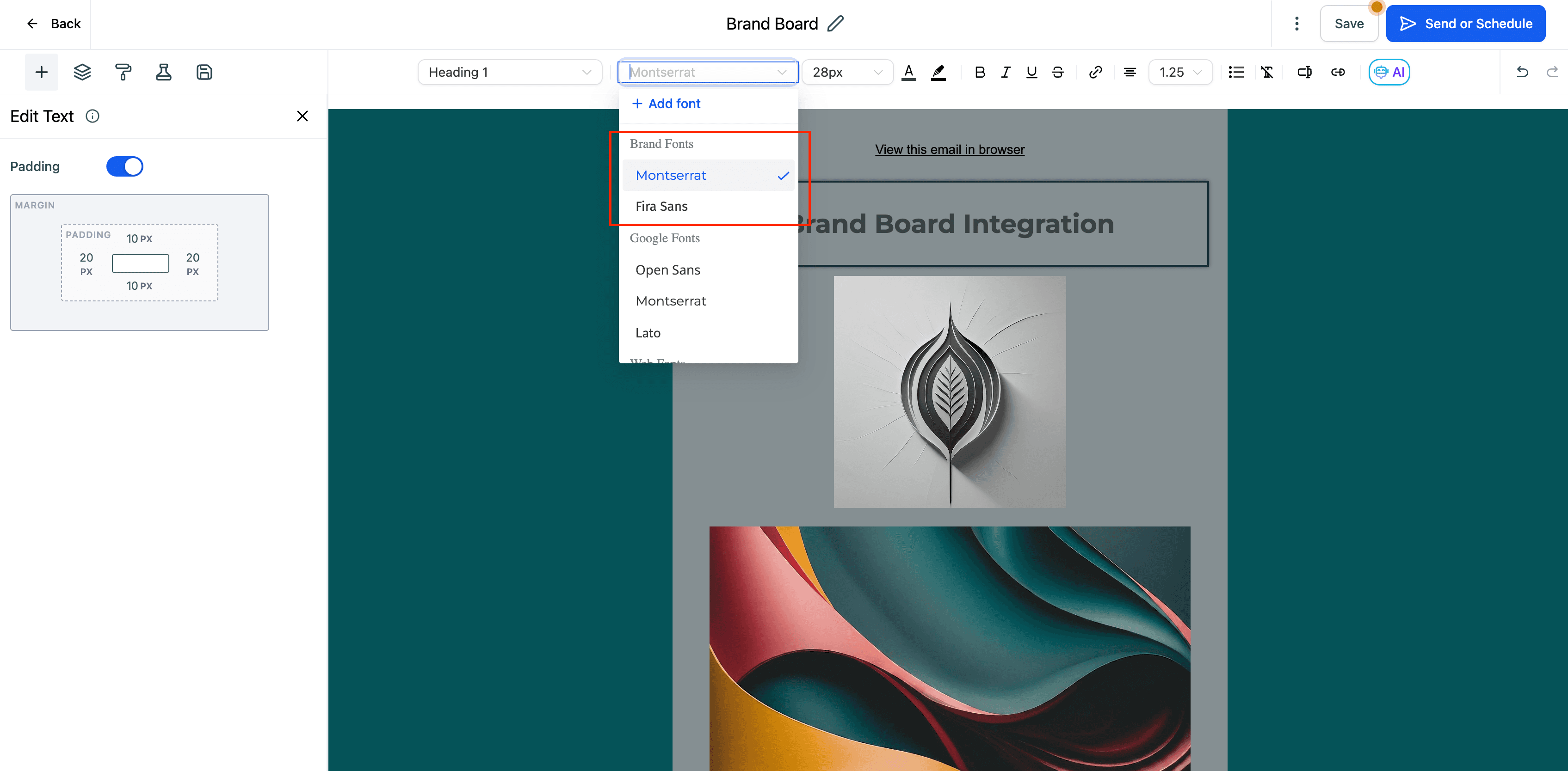 Schermata 4 — Come usare i Brand Board nelle email?