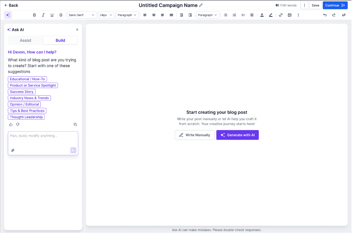 Schermata 2 — Crea articoli del blog con l'AI