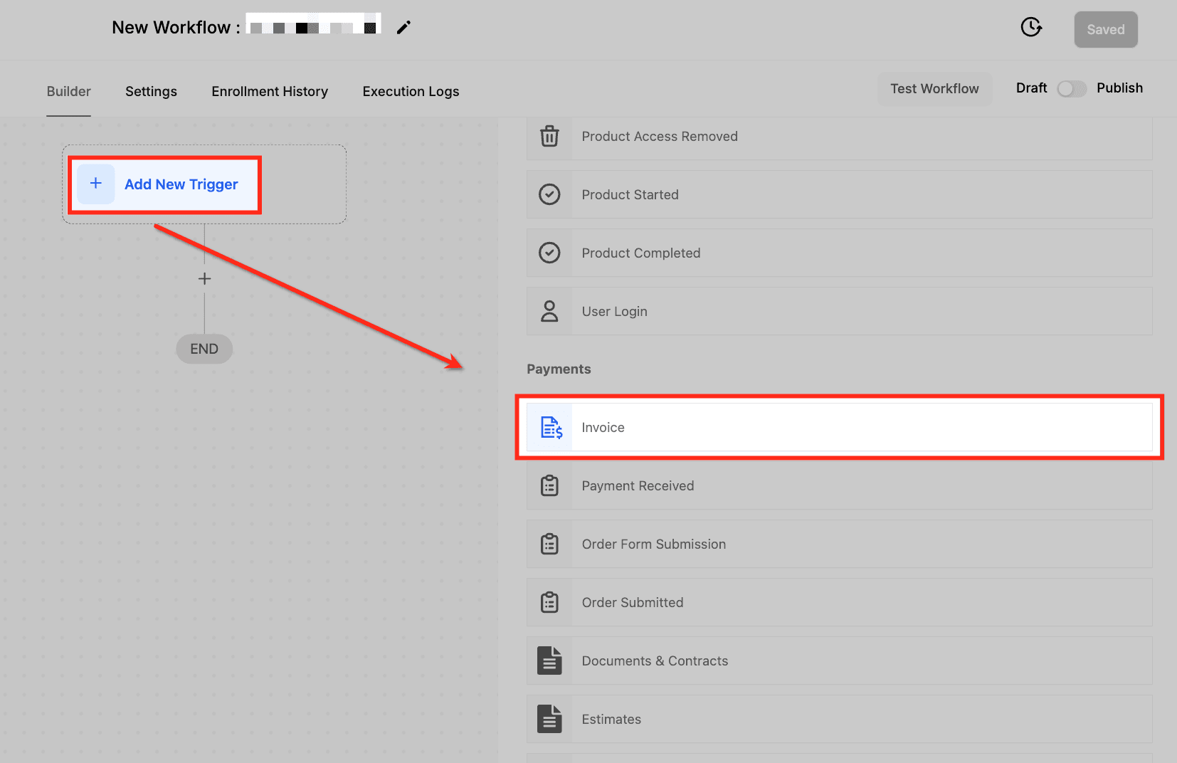 Schermata 1 — Workflow Trigger - Fattura
