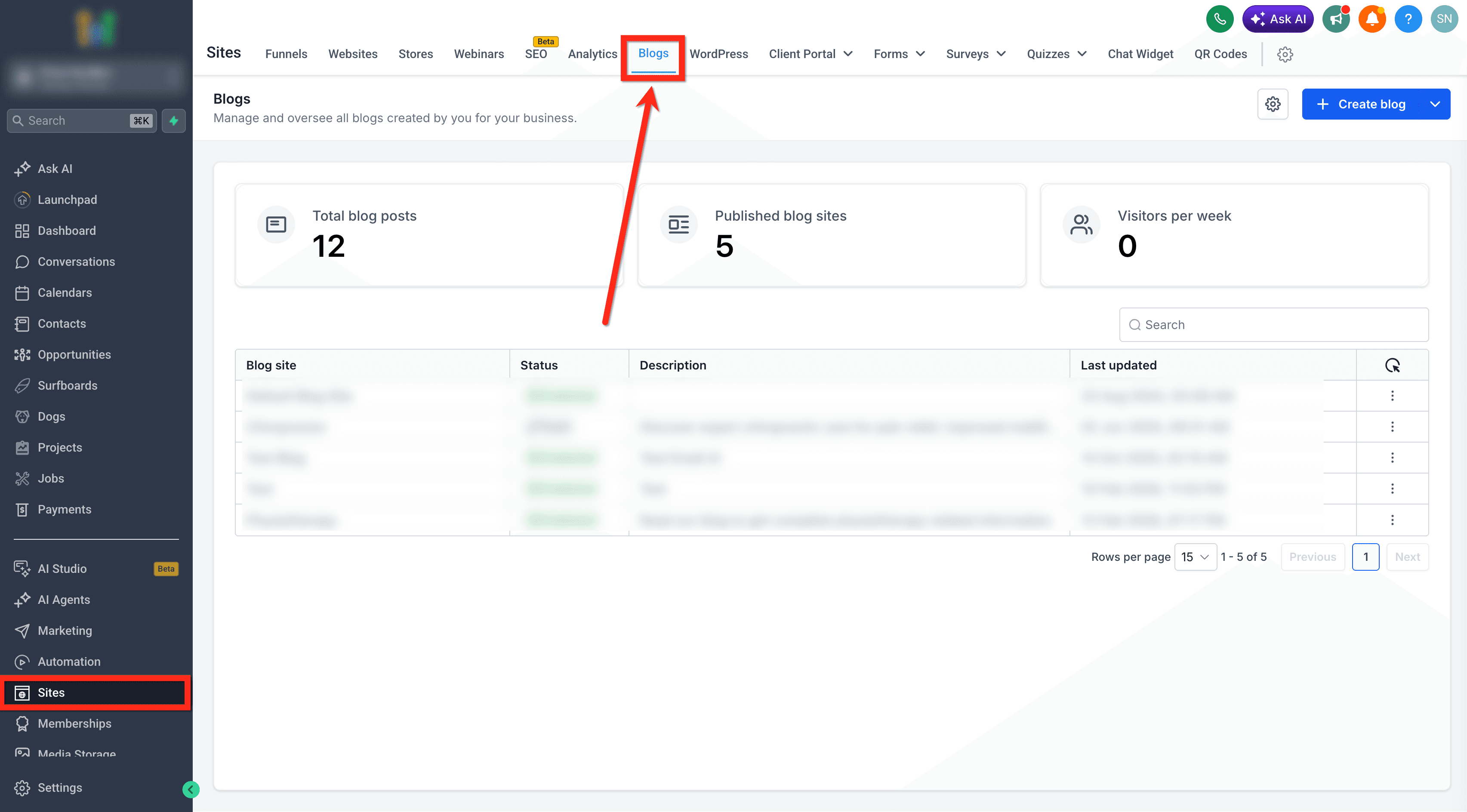 Schermata 1 — Come ripristinare i post del blog eliminati