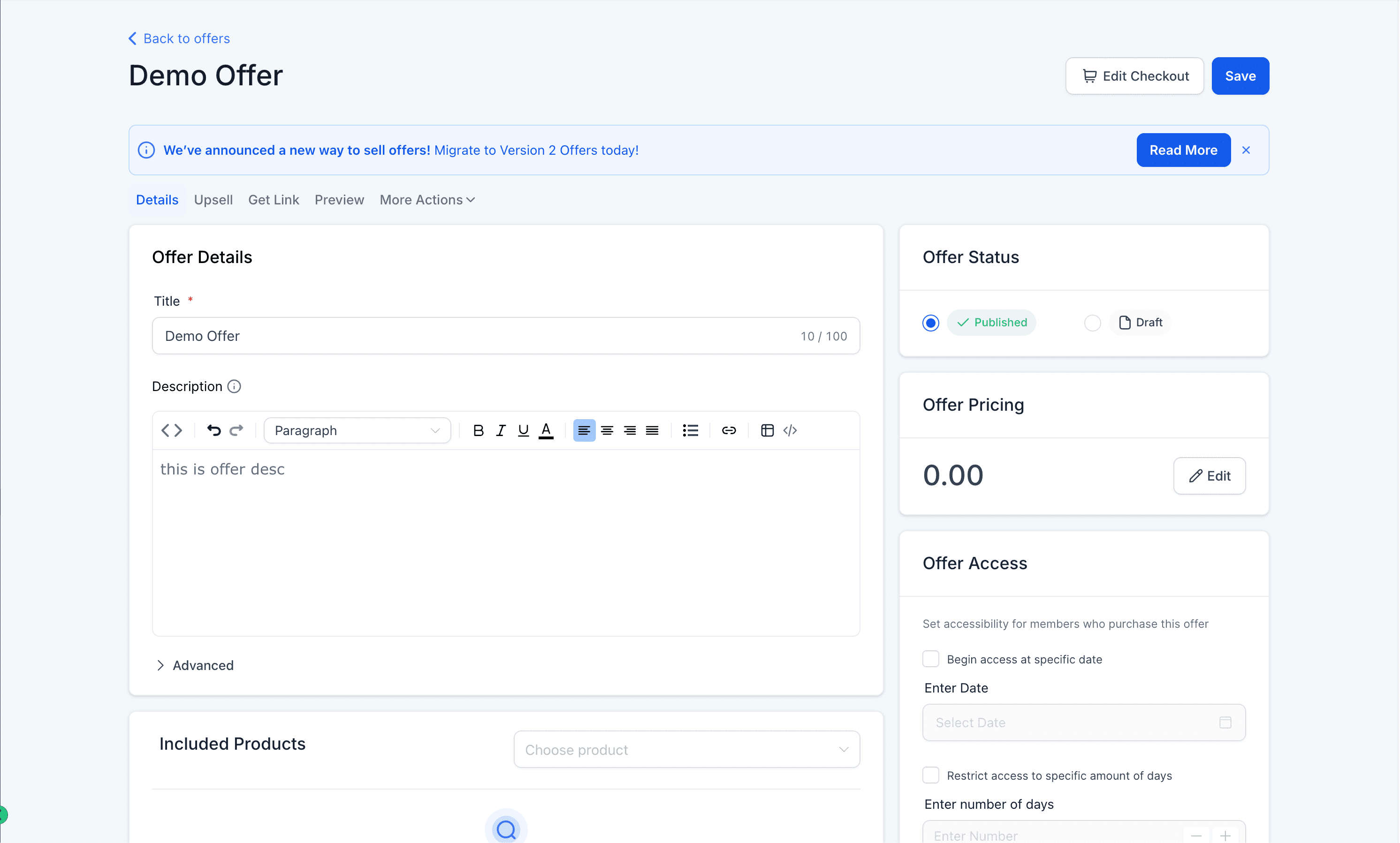 Schermata 4 — Membership: File Audio nei Corsi + Migrazione Offerte v2