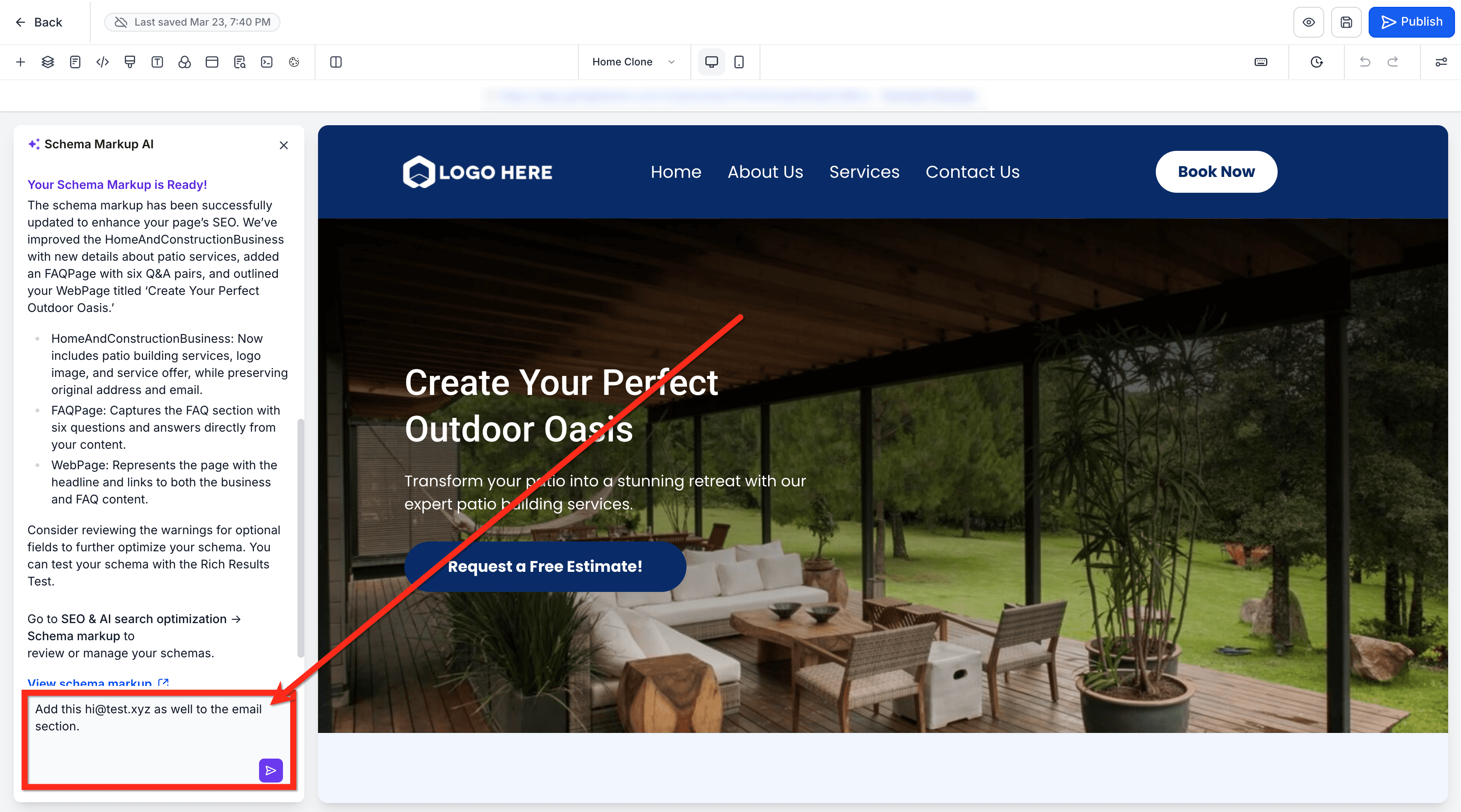 Schermata 10 — Generare Schema Markup con l'AI in Funnel e Siti Web