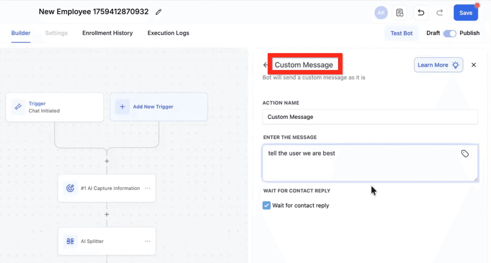 Schermata 19 — Flow Builder per Conversation AI