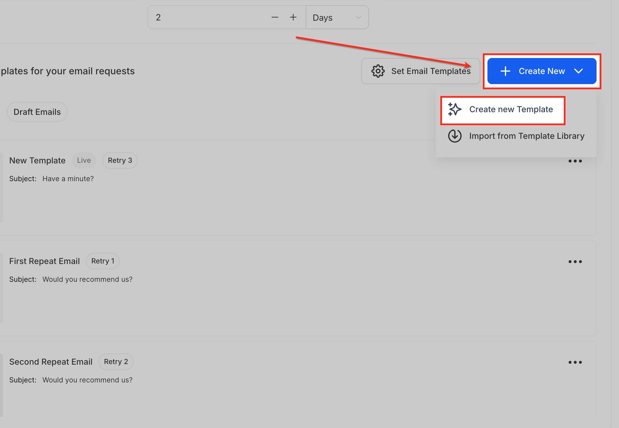 Schermata 6 — Come usare la Libreria di Template per creare email brandizzate di richiesta recensione