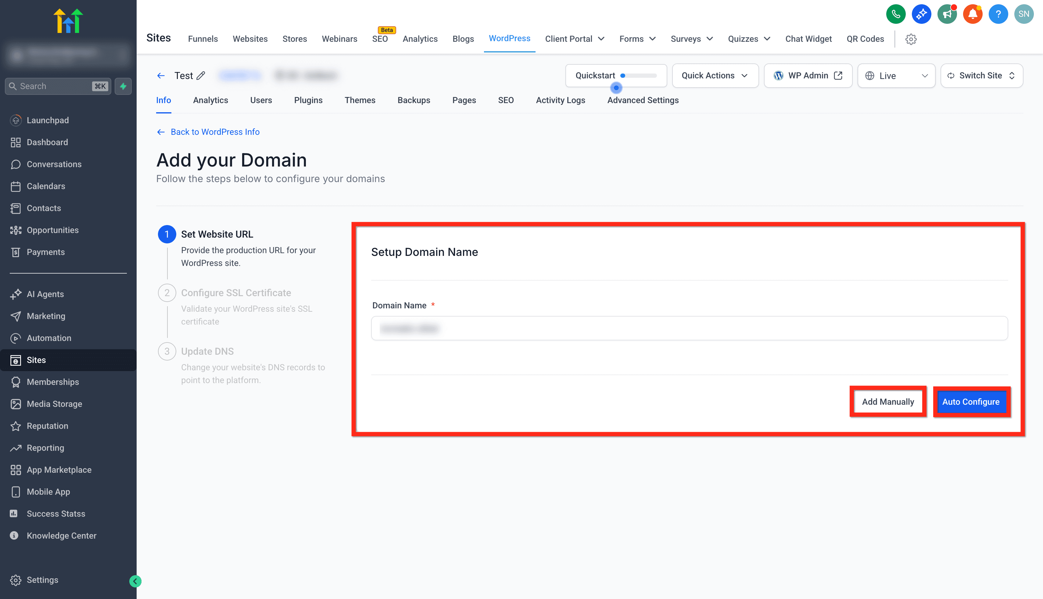 Schermata 5 — WordPress - Come Aggiungere Domini ai Siti