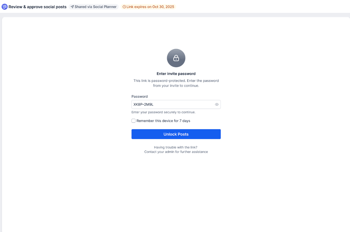 Schermata 4 — Flusso di Approvazione con Link Esterno nel Social Planner