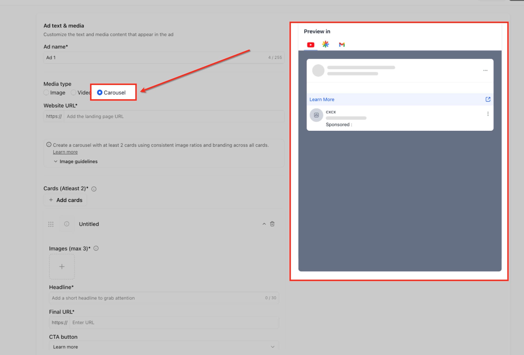 Schermata 9 — Come creare campagne Google Demand Gen in Ad Manager