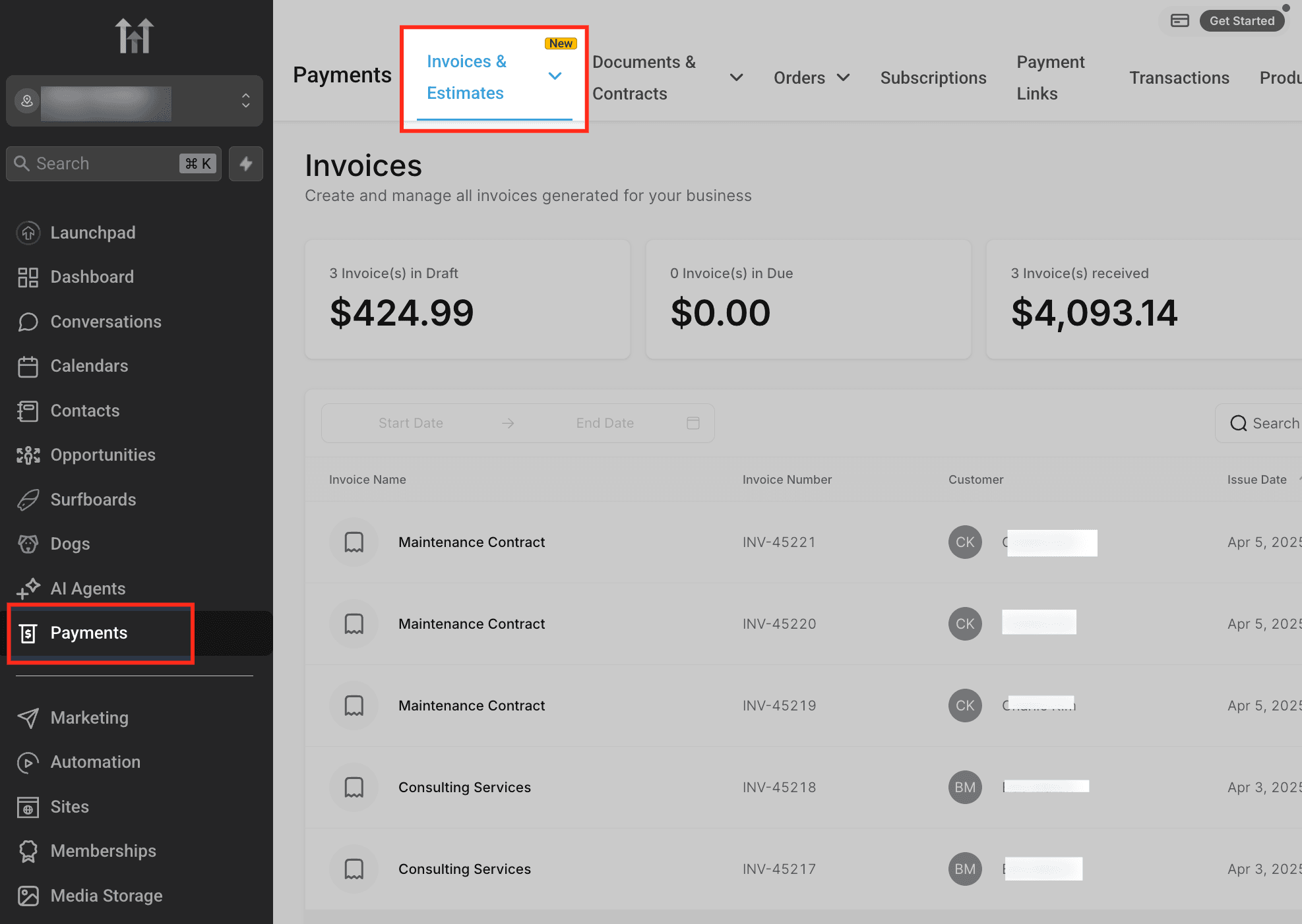 Schermata 1 — Come creare e gestire le fatture ricorrenti in HITLEAD