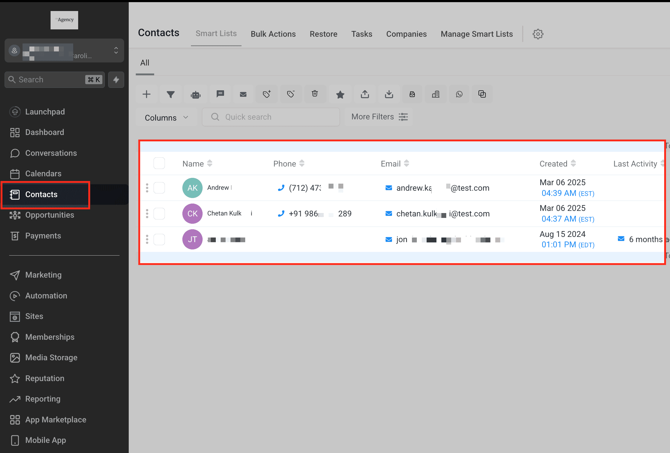 Schermata 6 — Associare Contatti con Etichette Personalizzate
