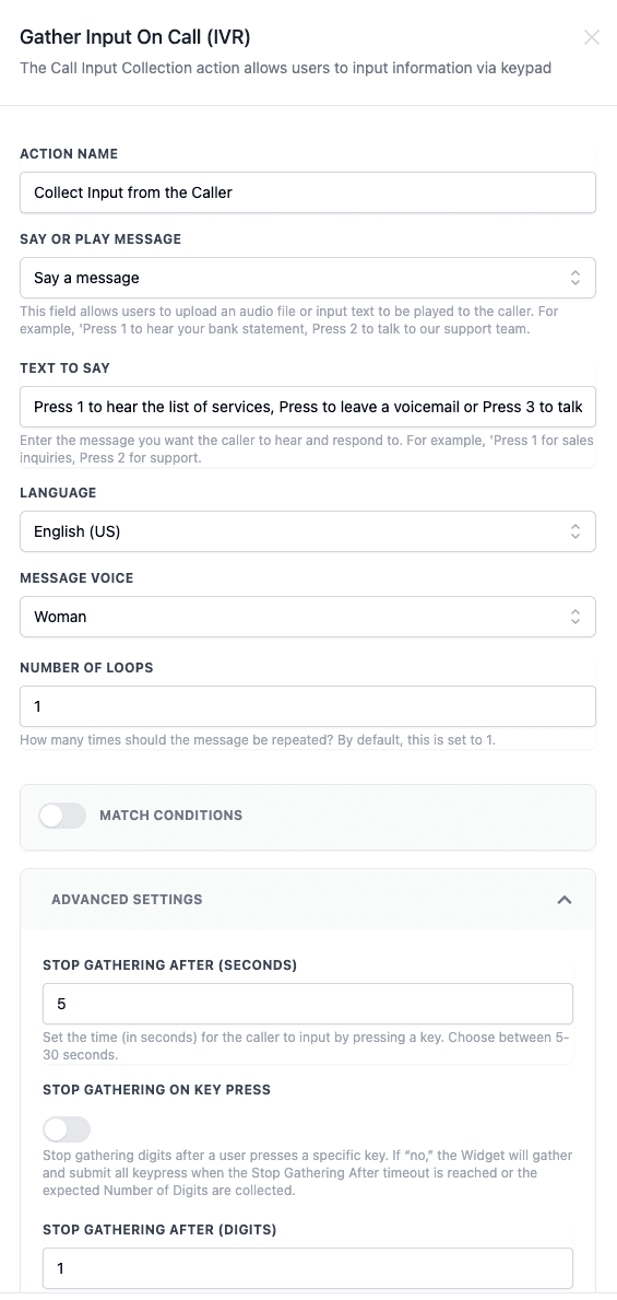 Schermata 1 — Azione Workflow - IVR Raccolta Input Durante la Chiamata