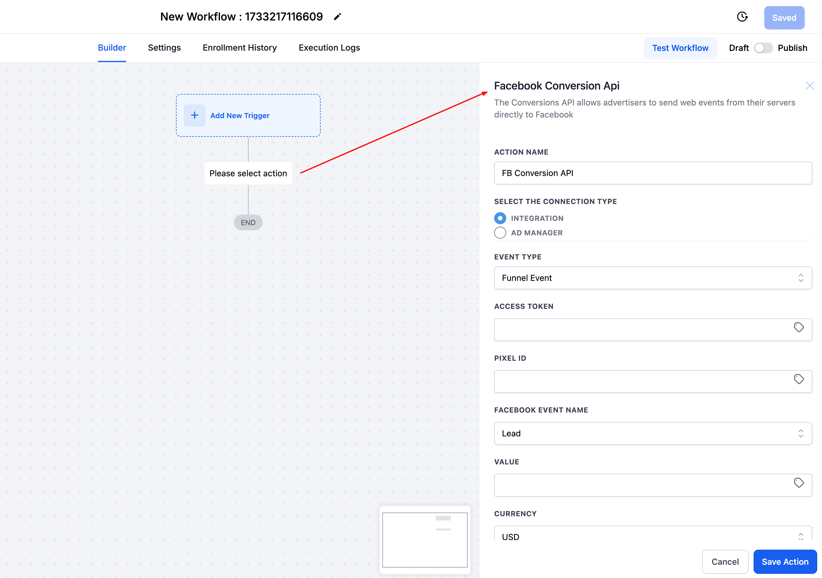 Schermata 1 — Come inviare un'azione Meta Conversion API per Ad Manager?