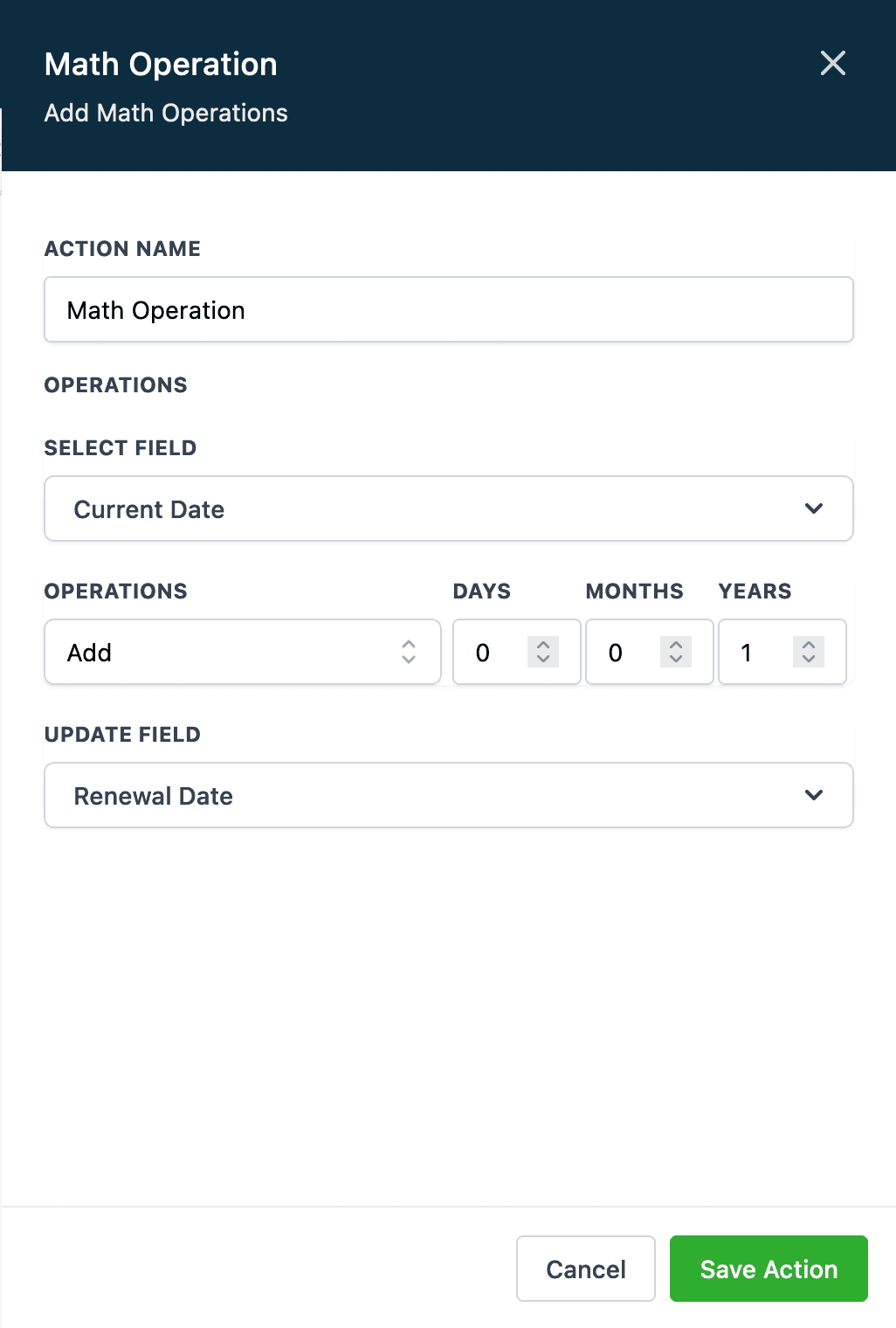 Schermata 11 — Azione Workflow - Operazione Matematica