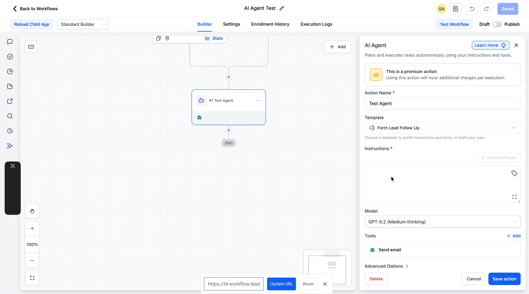 Schermata 3 — Azione Workflow - AI Agent