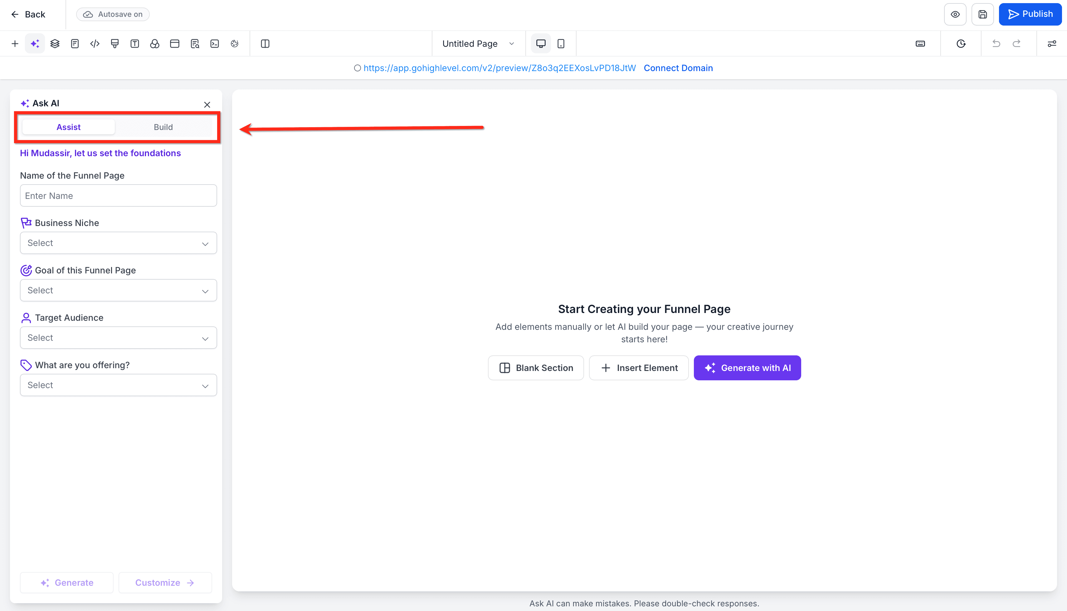 Schermata 8 — Funnel & Website AI