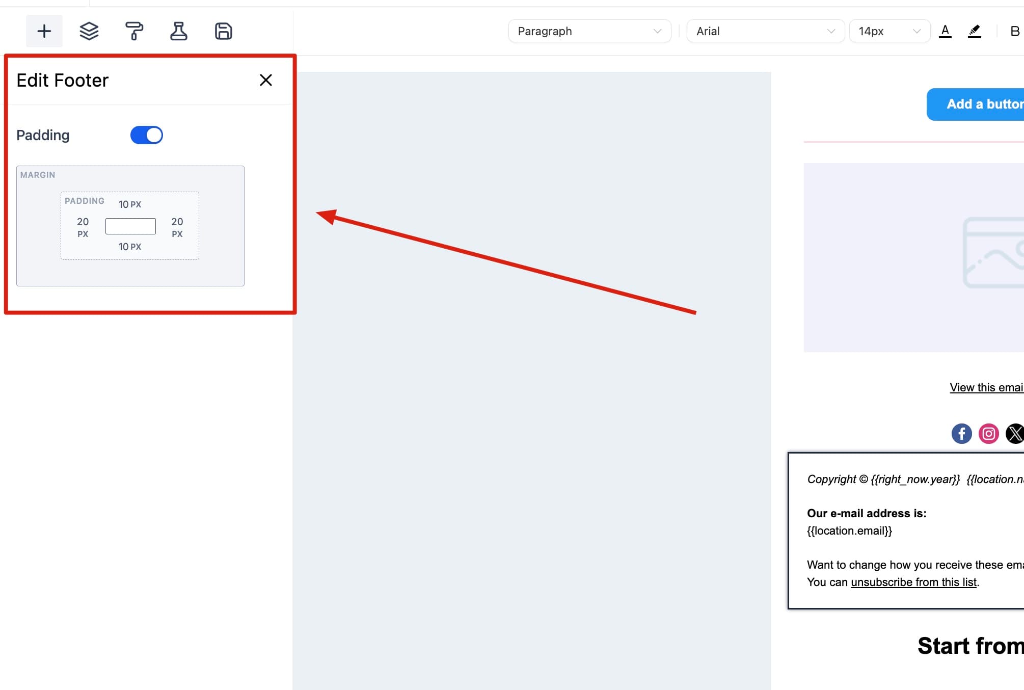 Schermata 20 — Come usare l'Email Builder e il suo Editor Inline